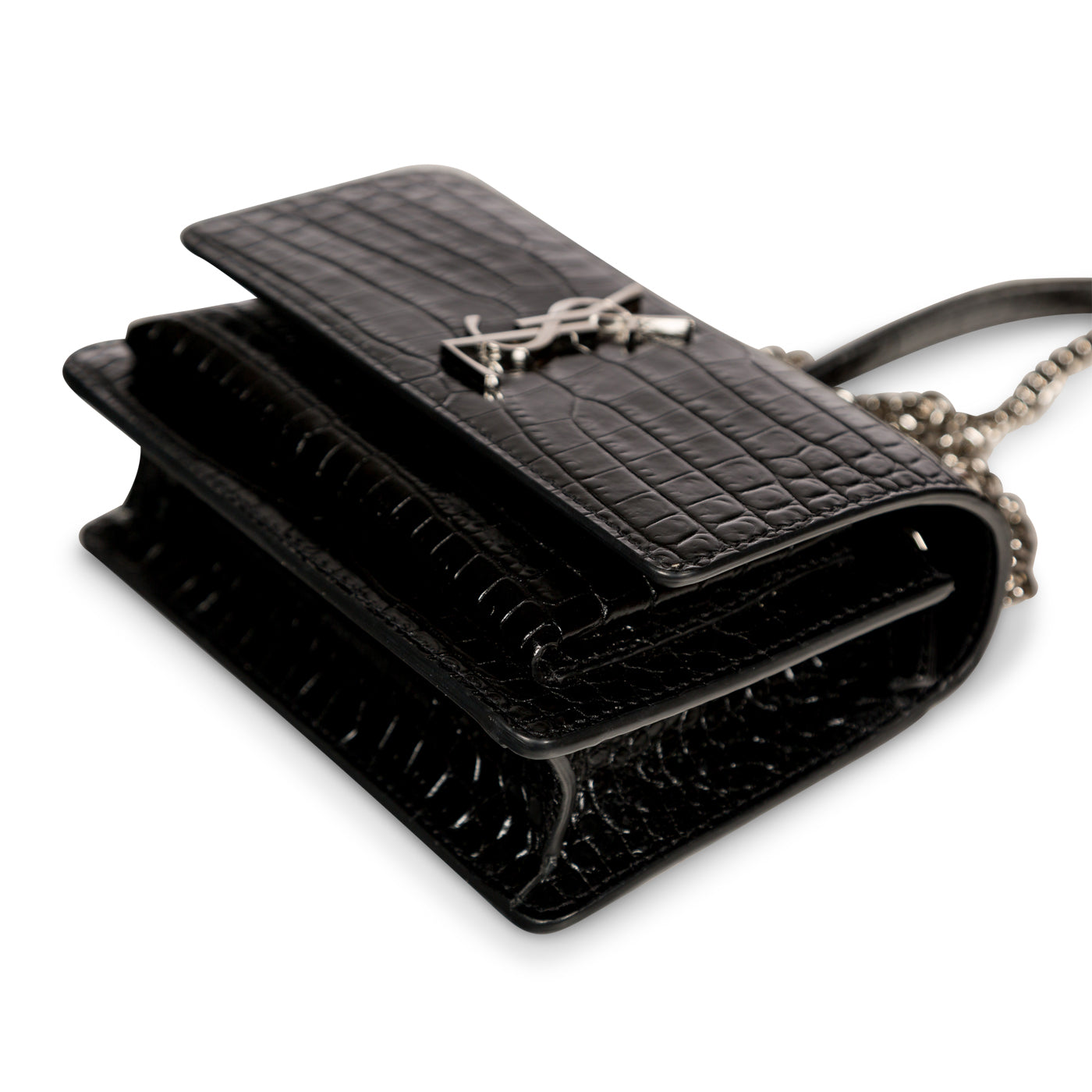 Saint Laurent Mini Sunset Bag - Croc Embossed