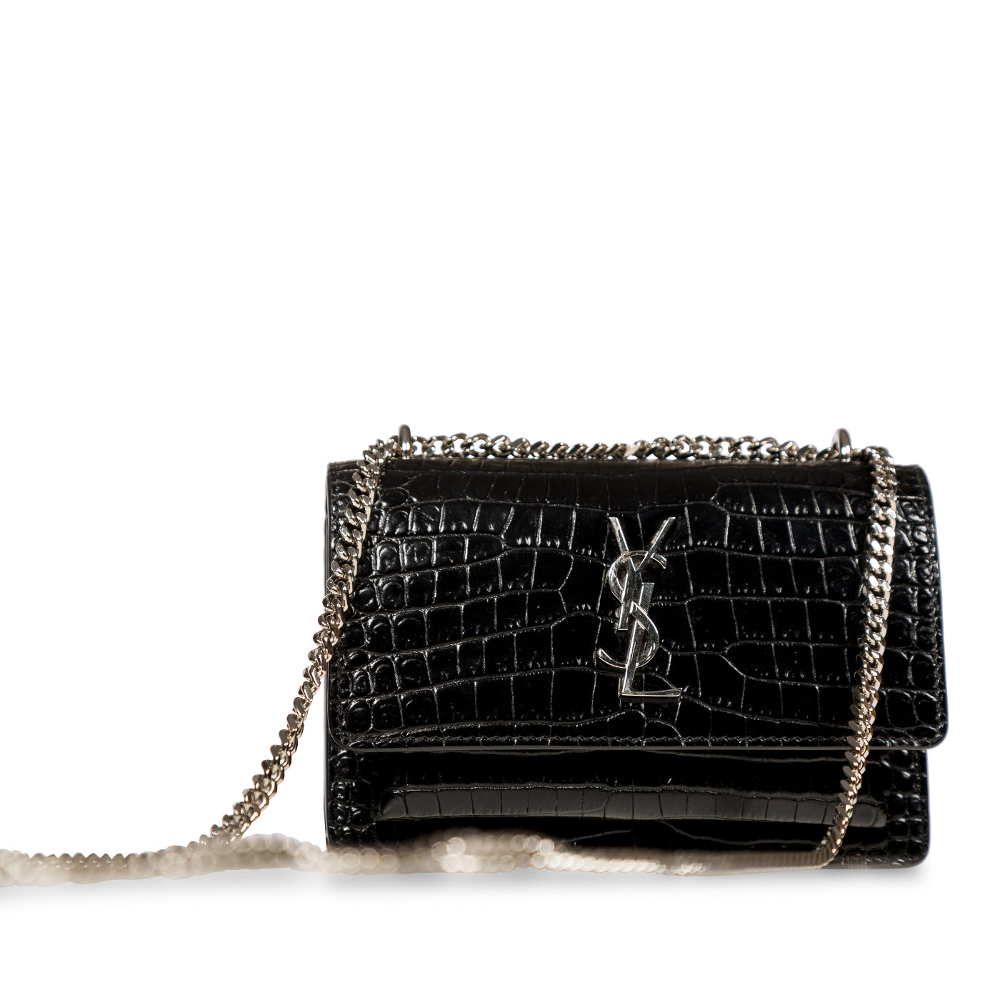 Saint Laurent Mini Sunset Bag - Croc Embossed