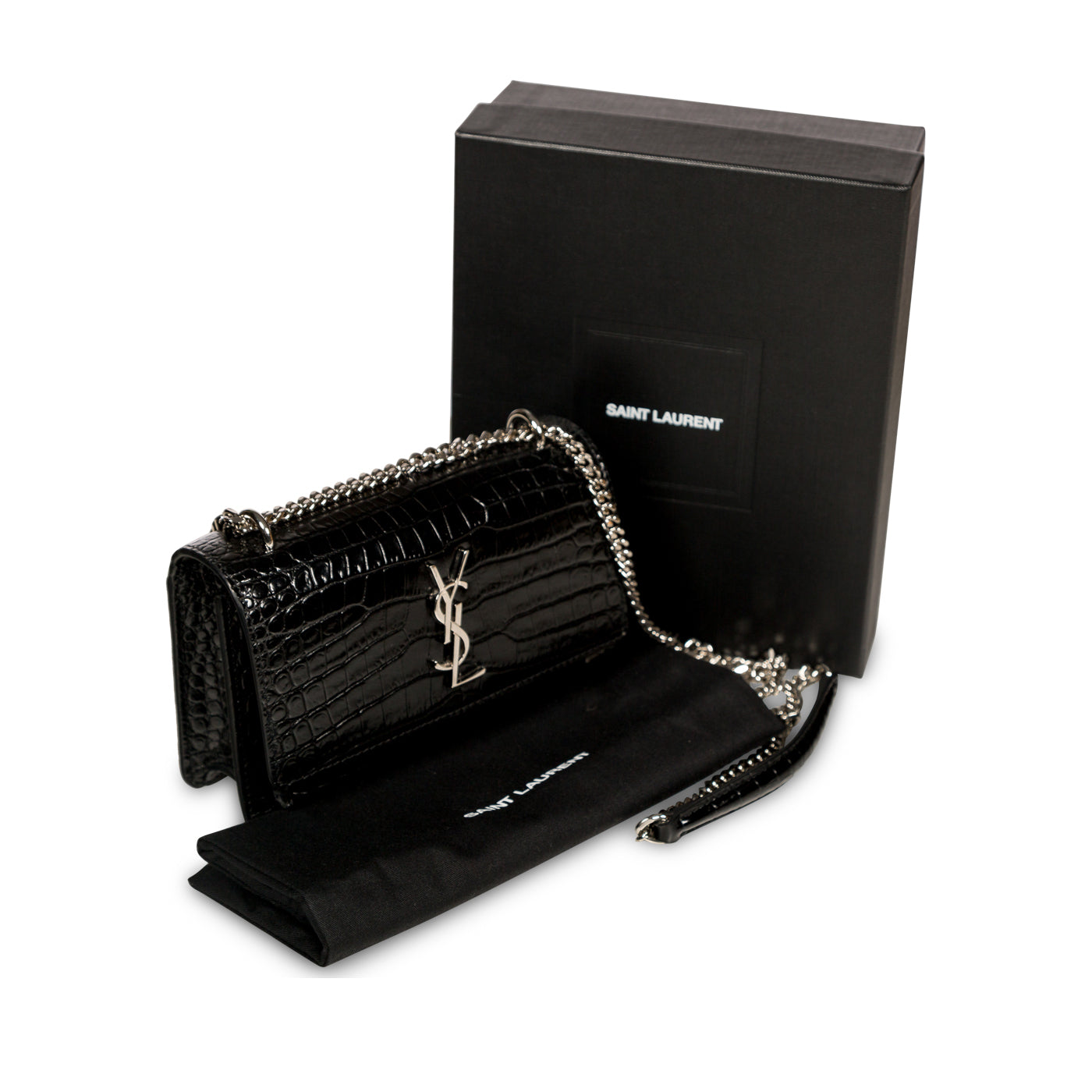 Saint Laurent Mini Sunset Bag - Croc Embossed