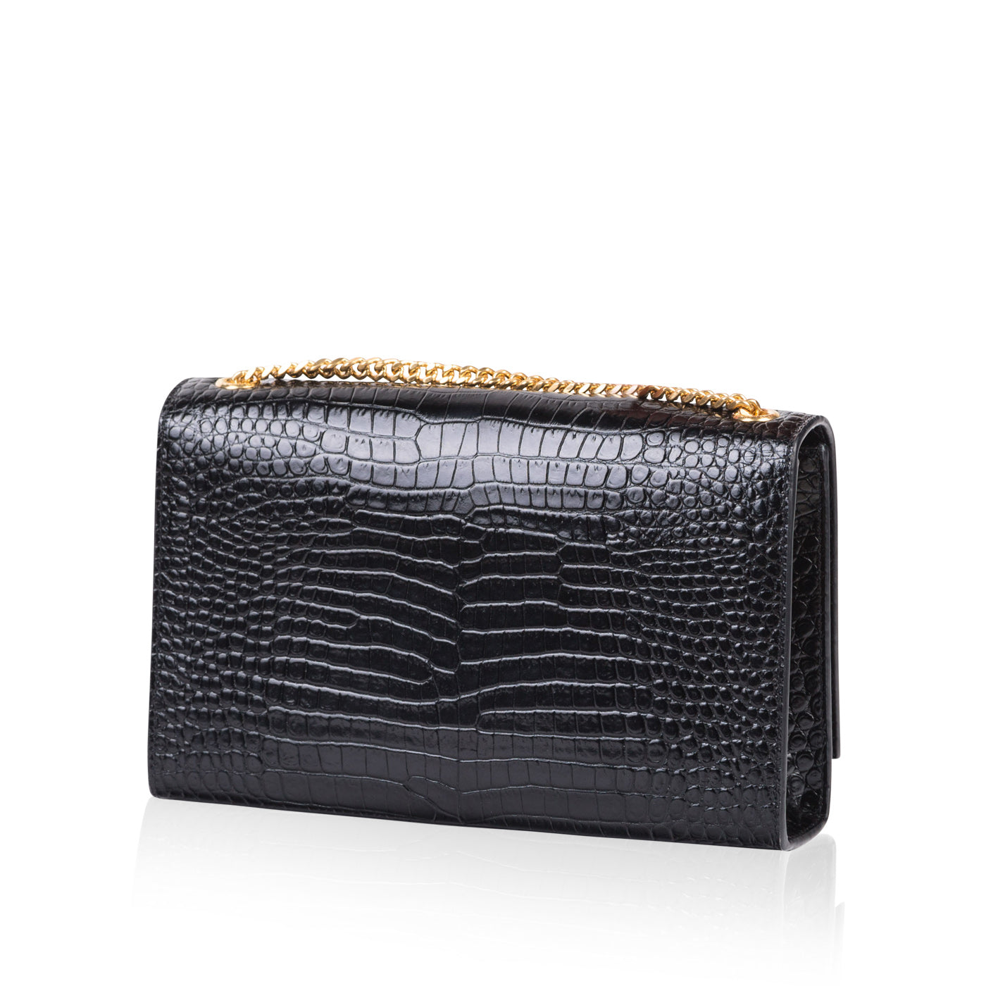 Saint Laurent Kate Tassel Croc Embossed