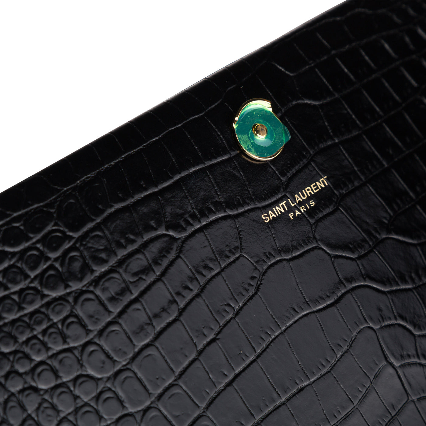 Saint Laurent Kate Tassel Croc Embossed