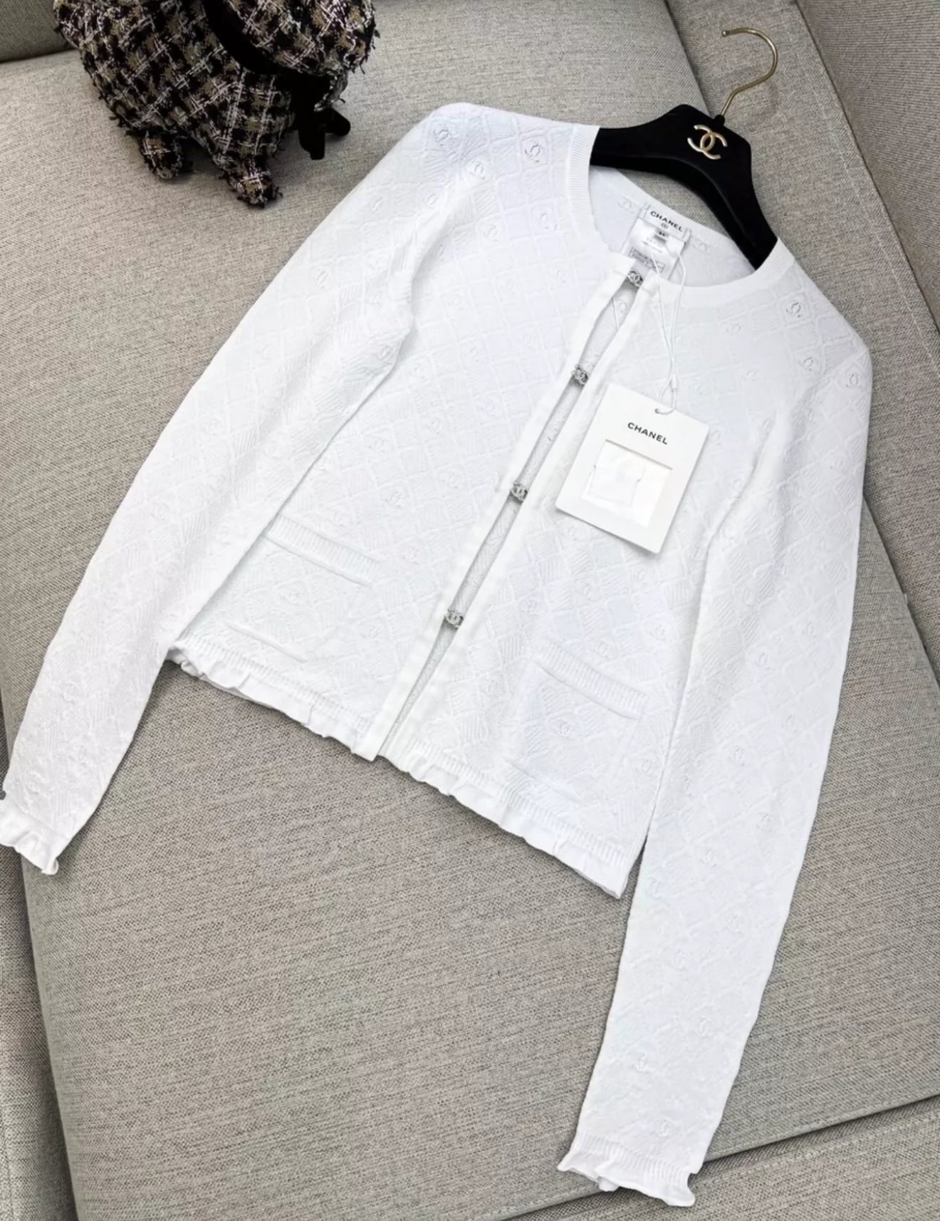 Chanel 24P white cardigan