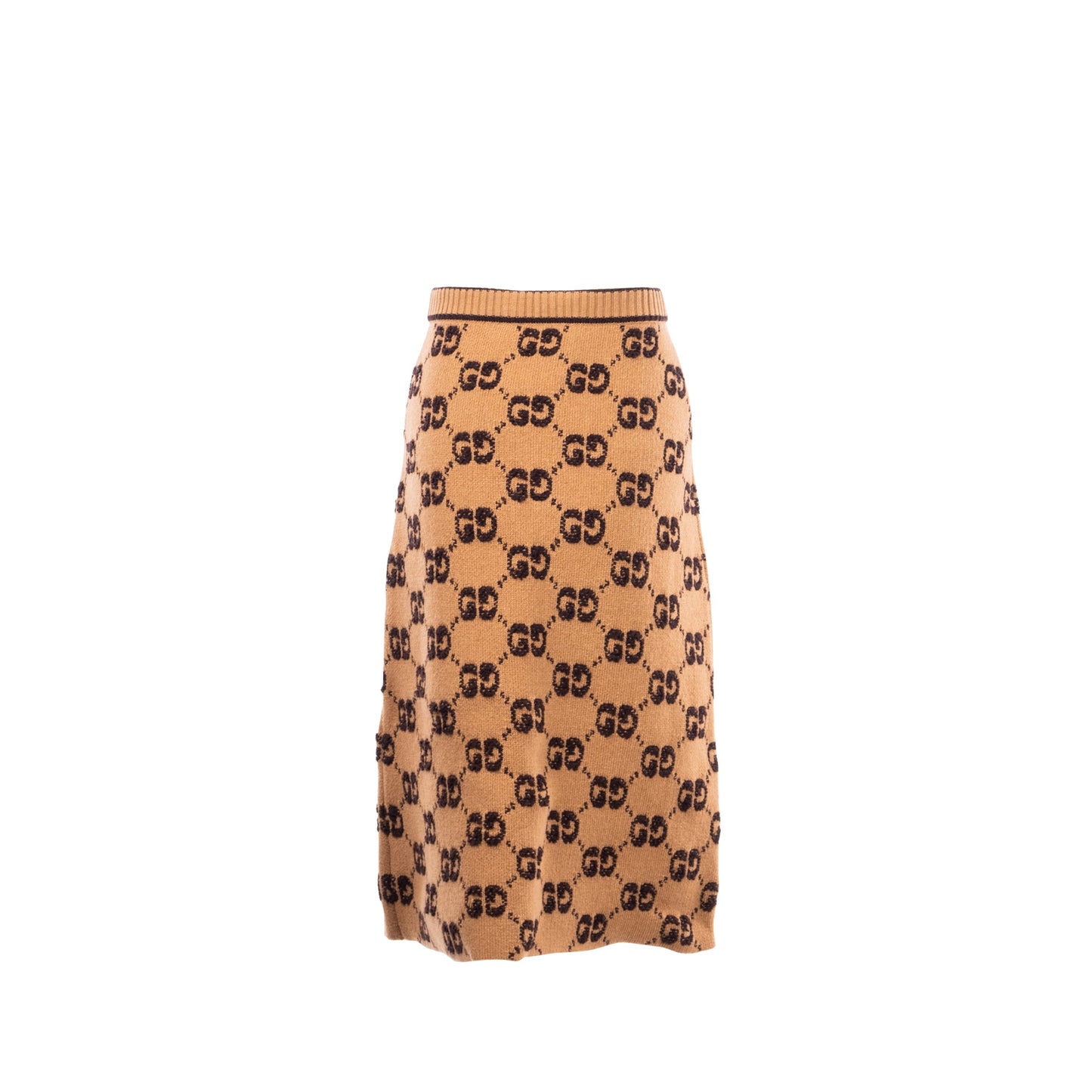 Gucci Size XS GG Motif Boucle Jacquard Skirt Wool Brown