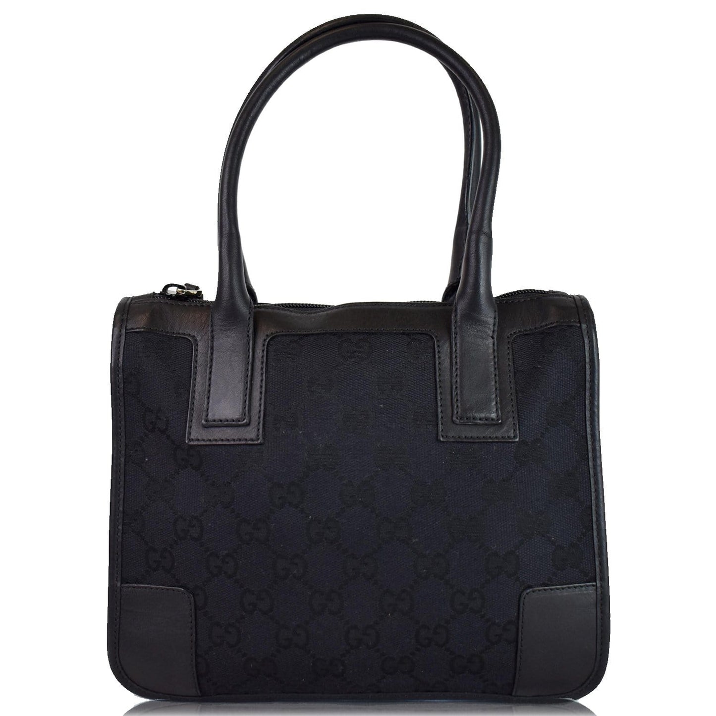 GUCCI Micro GG Top Handle Leather Tote Bag Black 000.0856