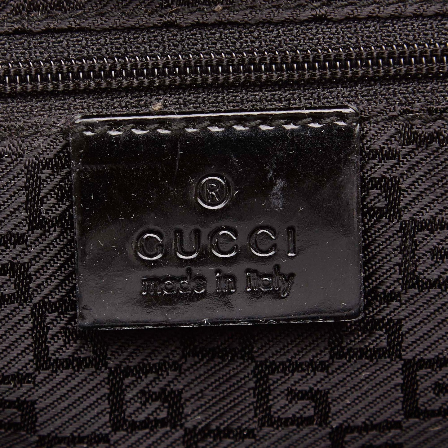 Gucci Canvas and Patent Leather Striped Tote Bag