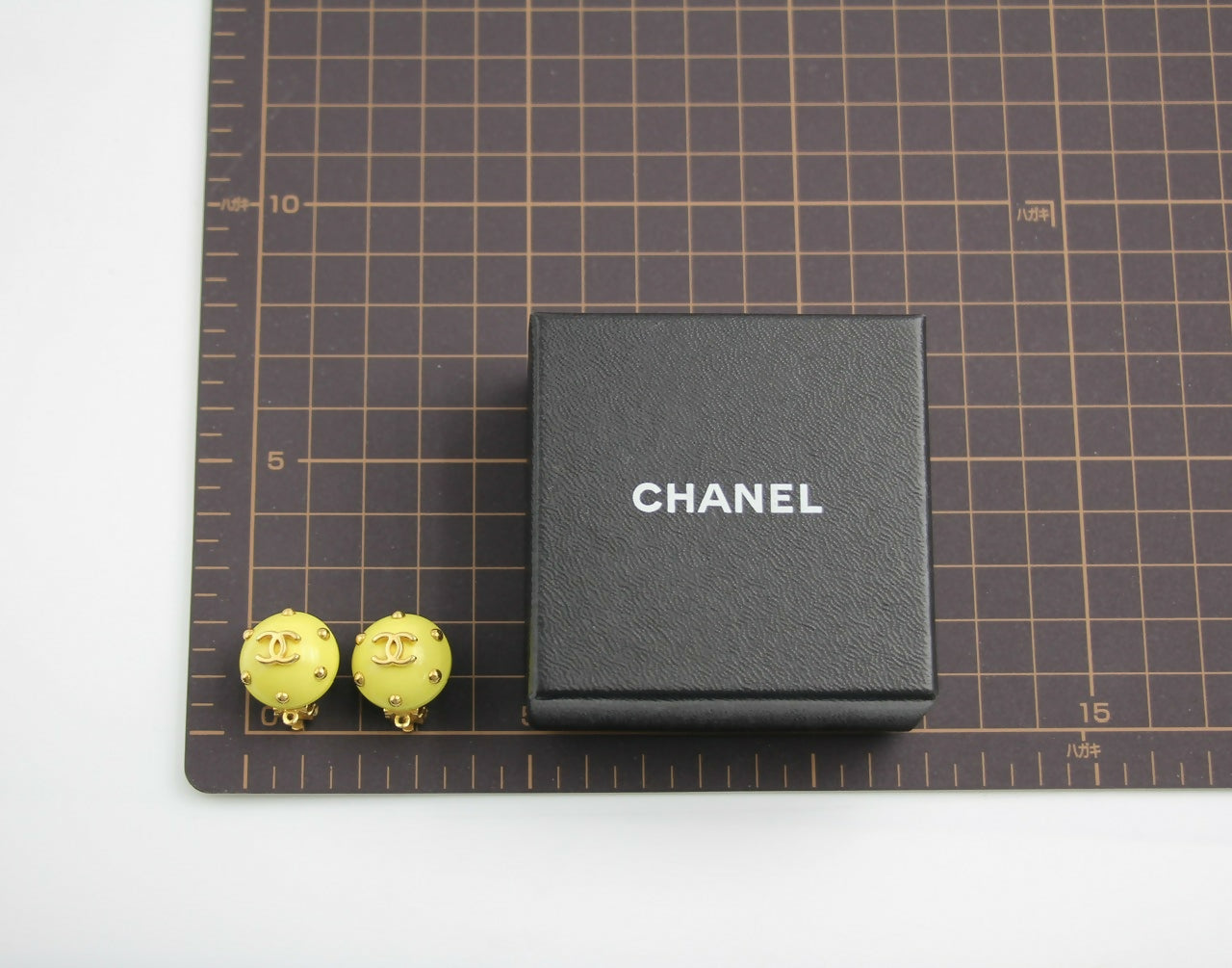 Chanel Vintage 96C Resin Yellow Bean Clip-on Earrings