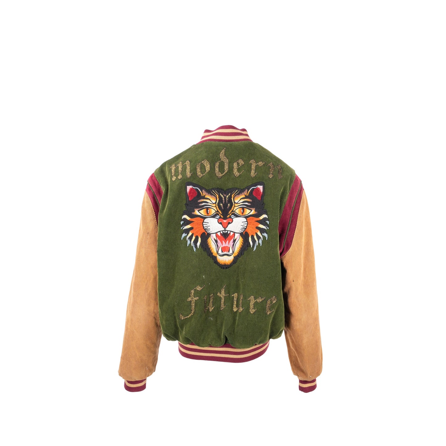 GUCCI Size 48 Embroidered Corduroy �Modern Future� Bomber Jacket Cotton Multicolour