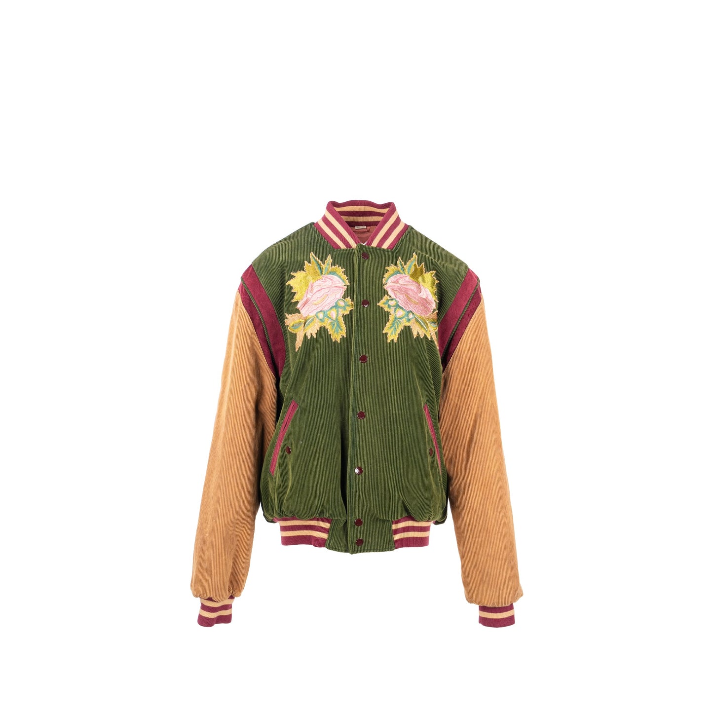 GUCCI Size 48 Embroidered Corduroy �Modern Future� Bomber Jacket Cotton Multicolour