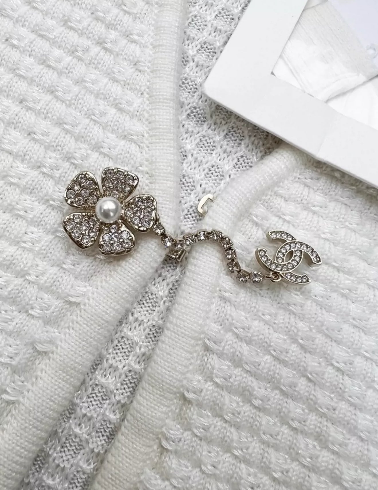 Chanel 25P white cardigan