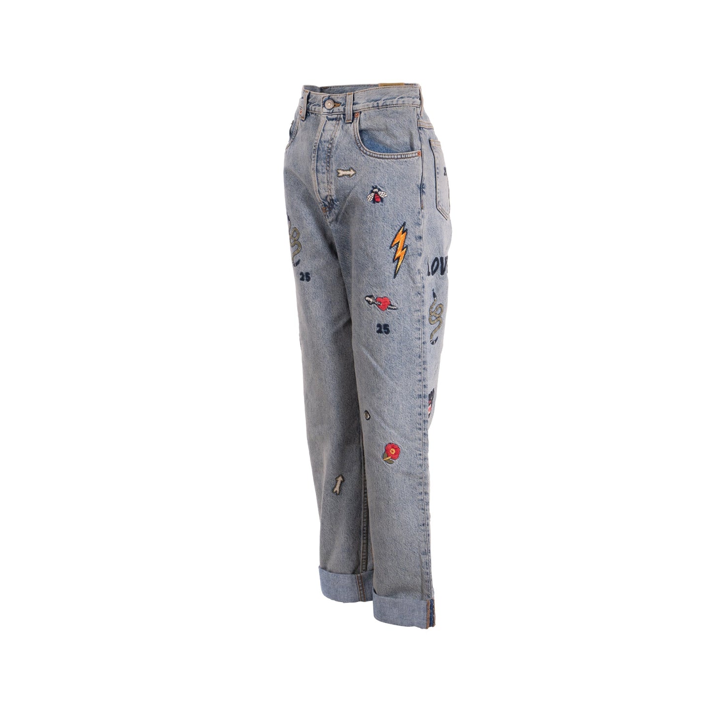 Gucci Size 26 Gucci Symbol Embroidered Denim Jeans Cotton Blue