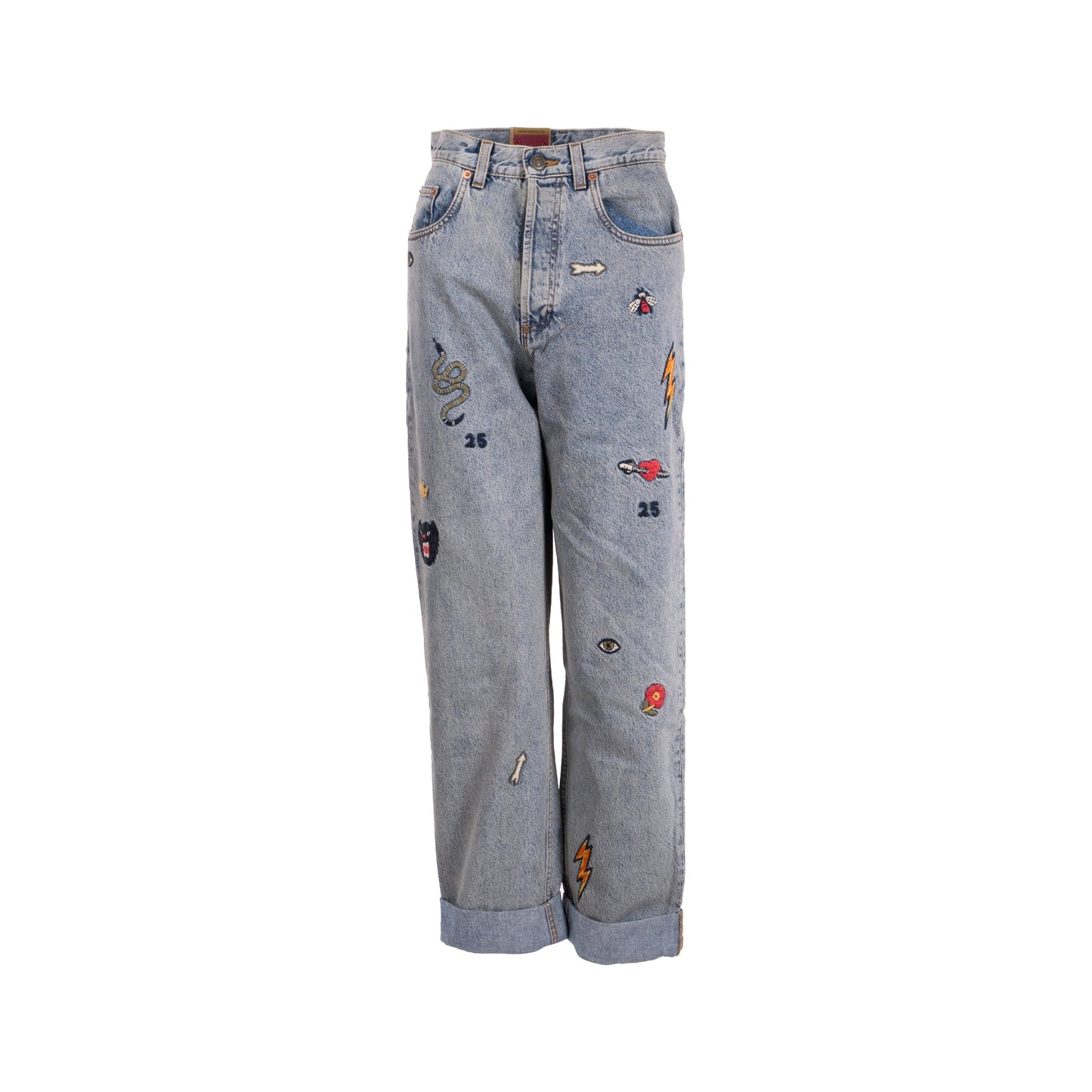 Gucci Size 26 Gucci Symbol Embroidered Denim Jeans Cotton Blue