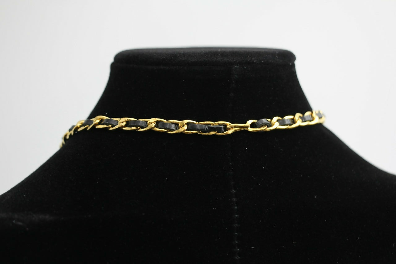 Chanel Vintage 96P Mrs Coco Gold-plated Leather Chain Necklace