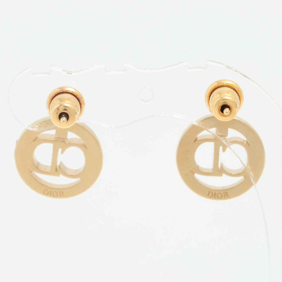 Dior Round CD Pink Rhinestone Earrings (Costume Jewellery)