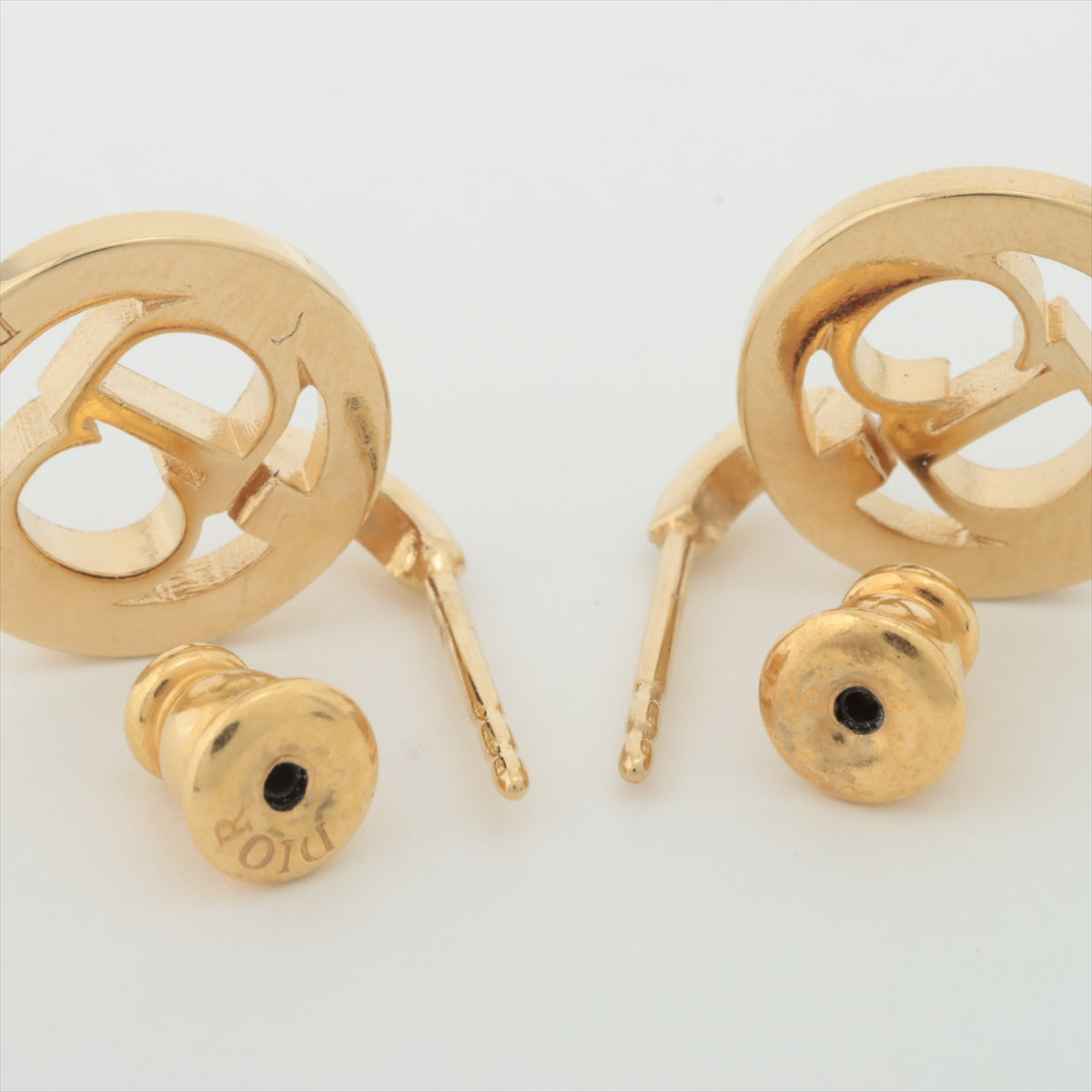 Dior Round CD Pink Rhinestone Earrings (Costume Jewellery)
