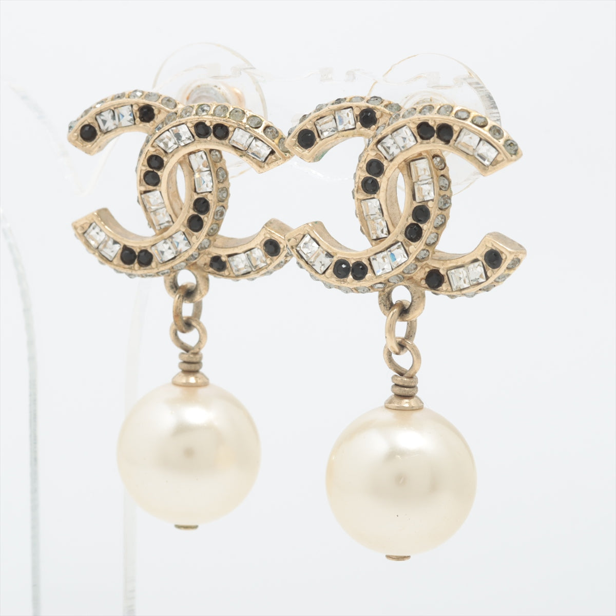 ITEM 21 - Chanel Large Coco Mark CC Piercing Earring Pearl and Diamontes