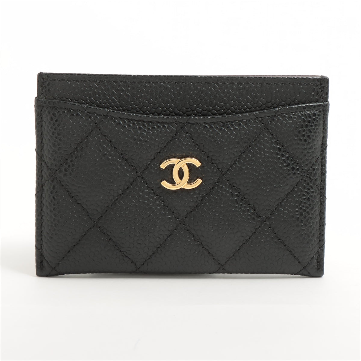 Chanel Flat Caviar Black Gold Cardholder