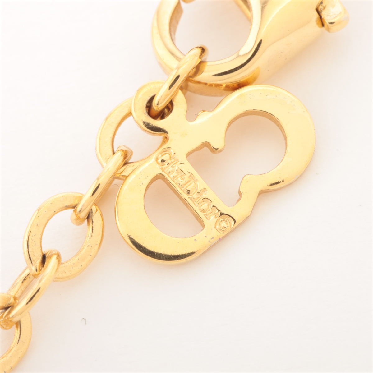 Christian Dior Round Pendant Rhinestone Gold Necklace Costume Jewellery