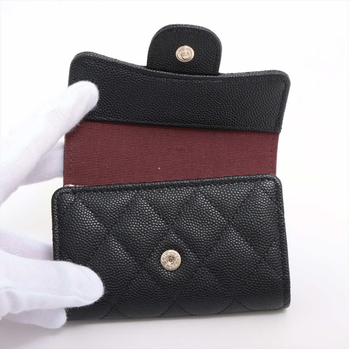 Chanel 5 Ring Caviar Black Key Case