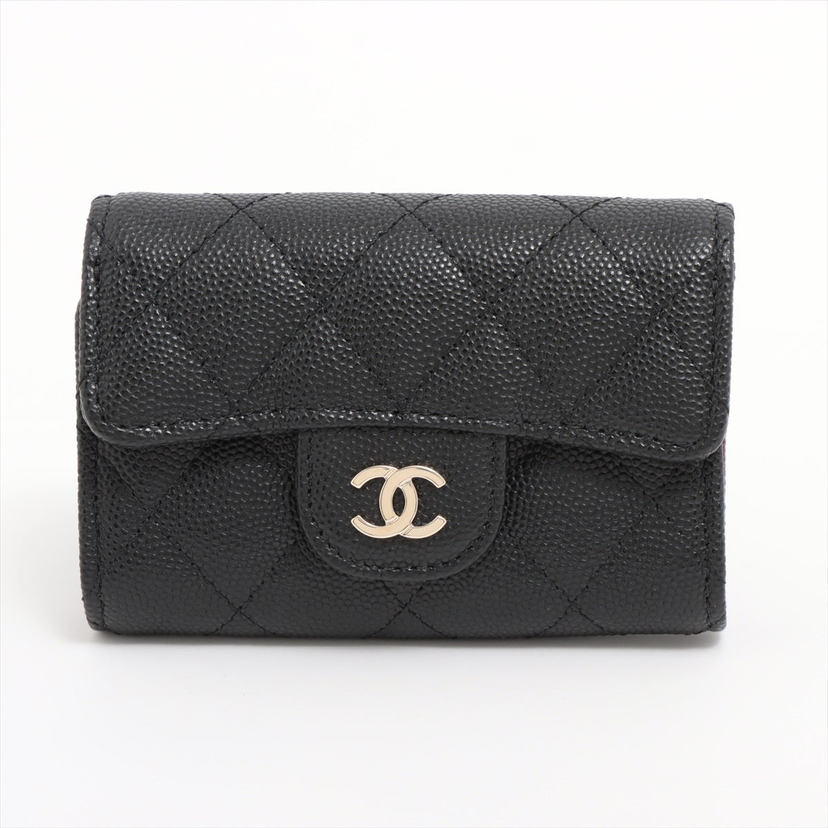 Chanel 5 Ring Caviar Black Key Case