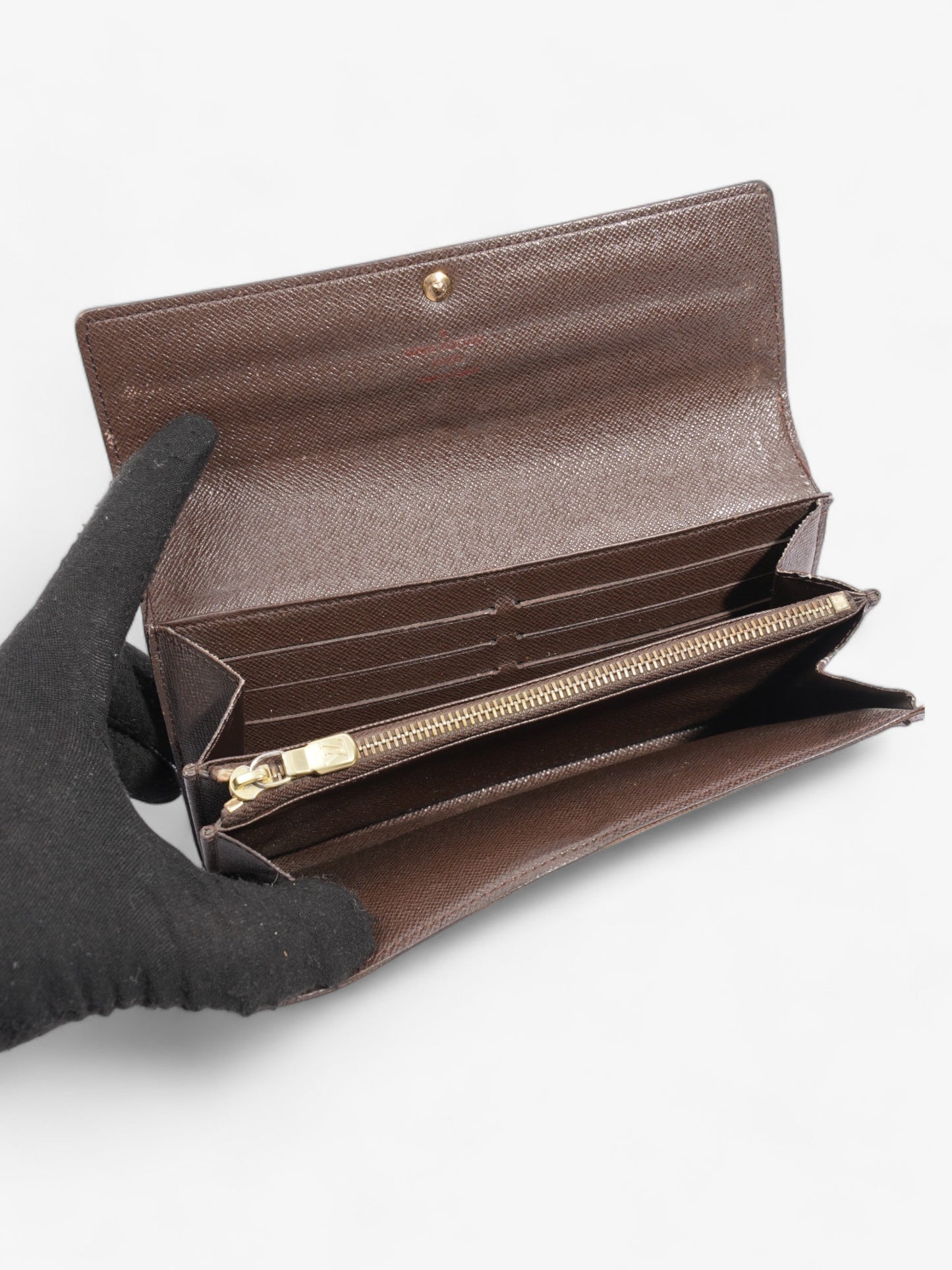 Louis Vuitton Portefeuille Sarah Wallet Damier Ebene Coated Canvas