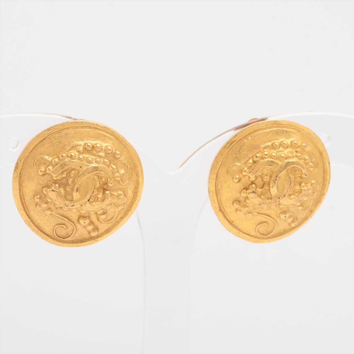 Chanel Coco Logo Gold Clip On Earrings Costume Jewellery
