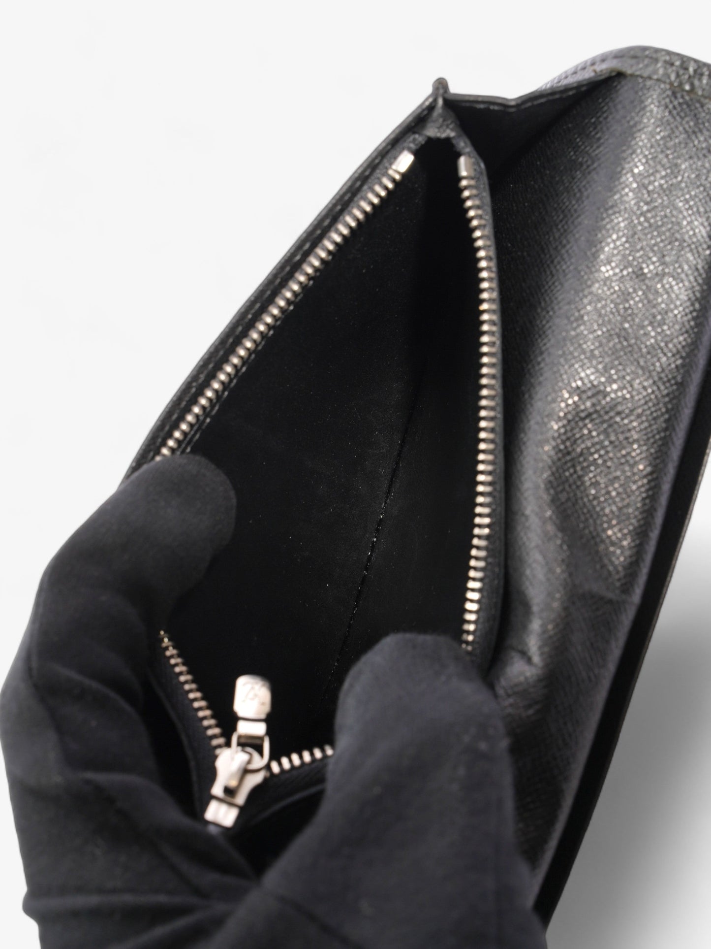 Louis Vuitton Long Bifold Wallet Black Leather