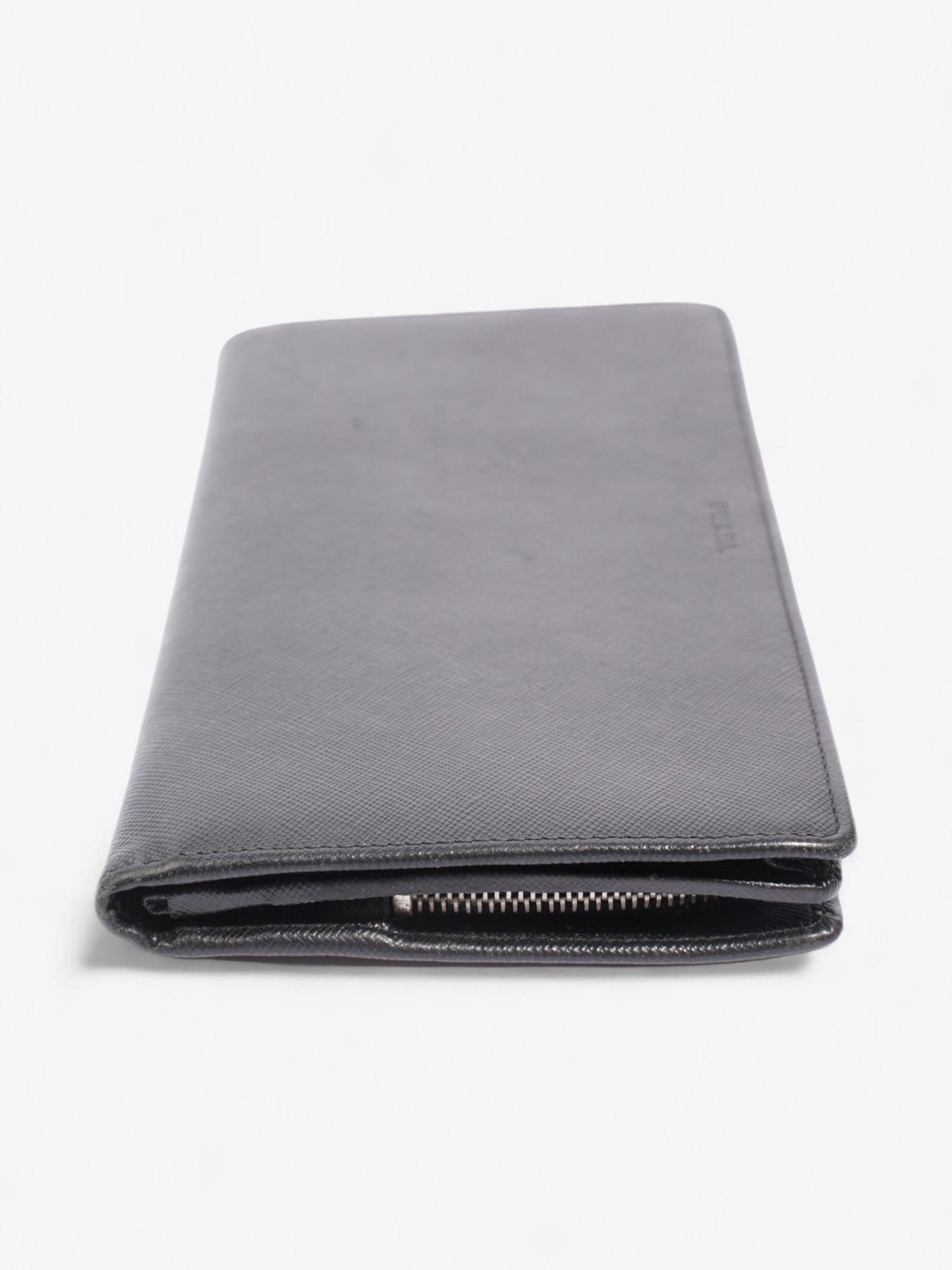 Prada Long Zip Around Wallet Black Saffiano Leather