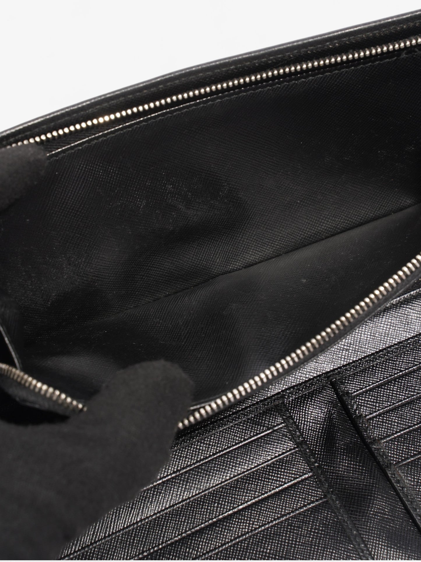 Prada Long Zip Around Wallet Black Saffiano Leather