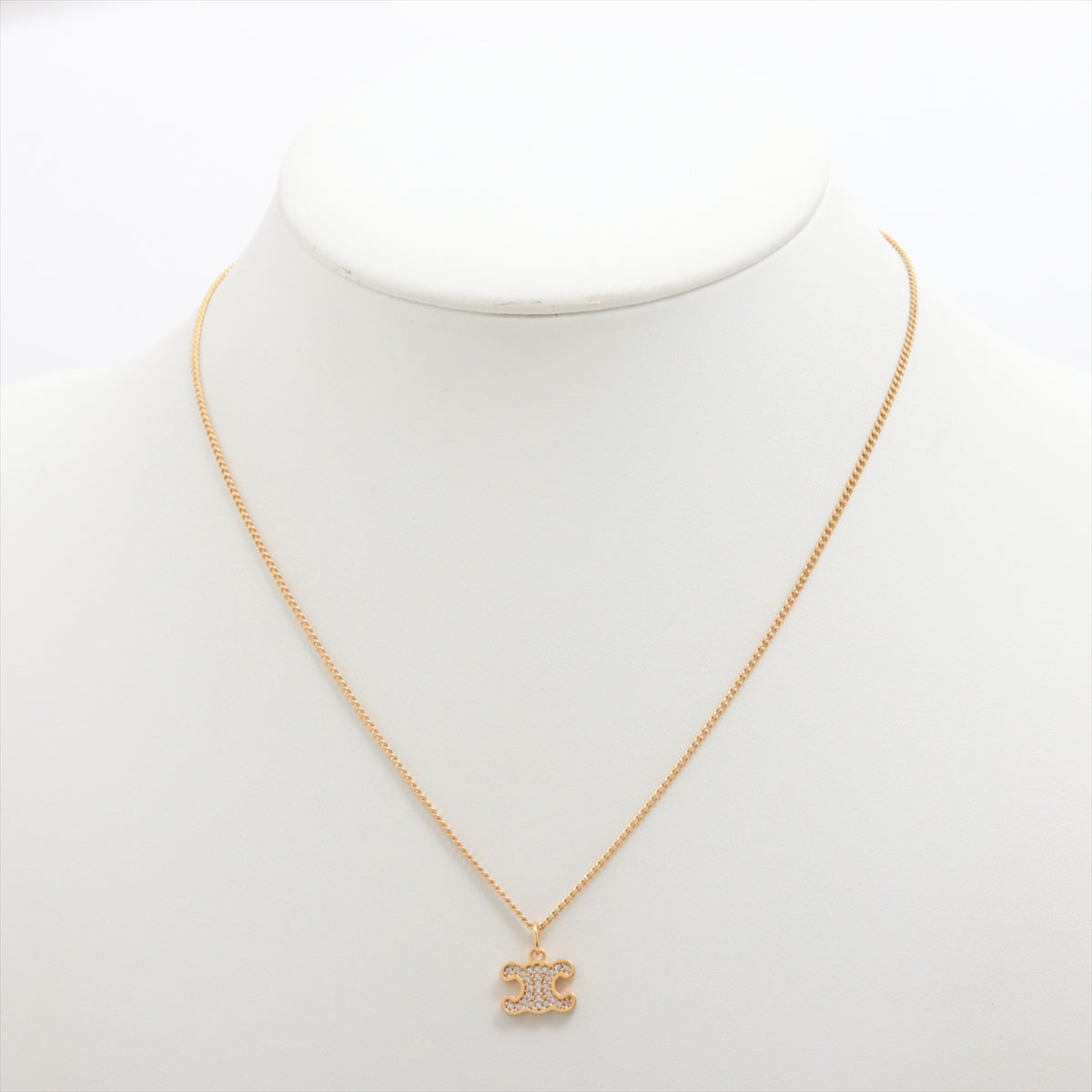 Celine Triomphe Logo Gold Rhinestone Necklace Costume Jewellery