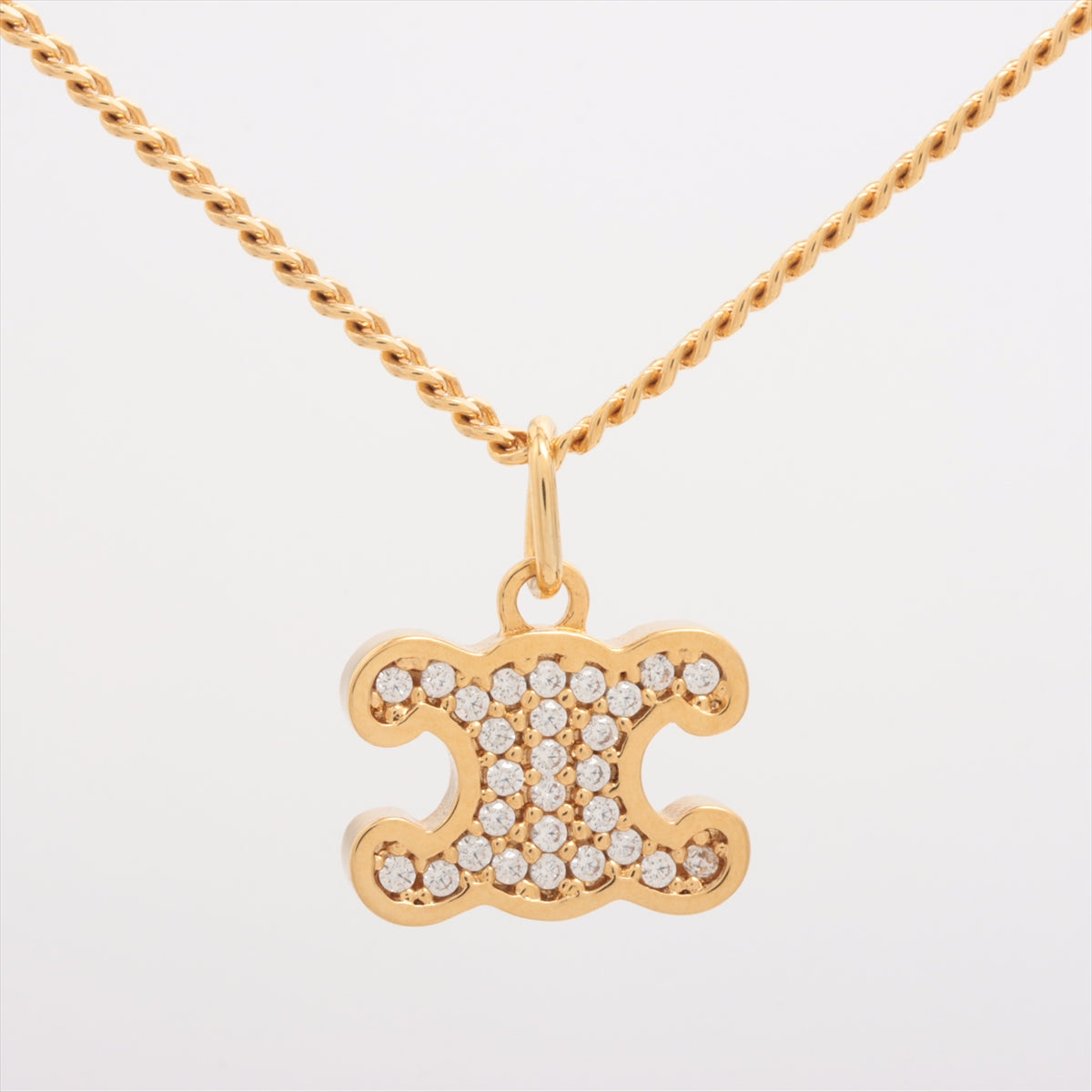 Celine Triomphe Logo Gold Rhinestone Necklace Costume Jewellery