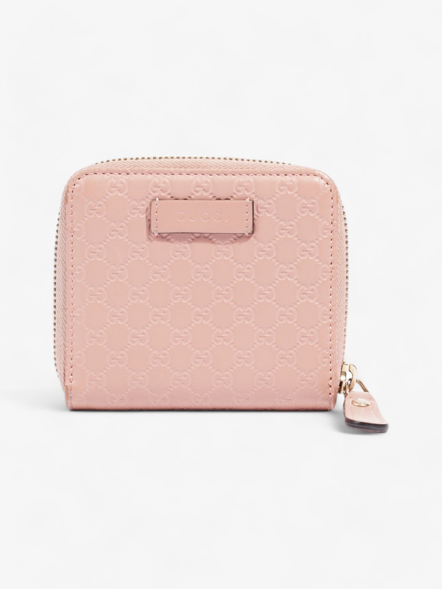 Gucci Gucci Micro Guccissima 449395 Leather Compact Wallet Pink ? Engraving Pink Embossed Leather