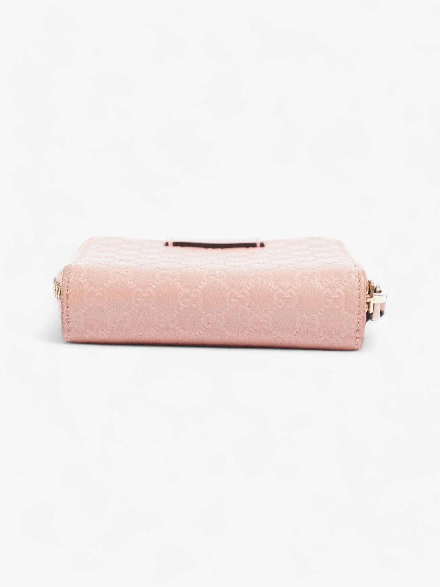 Gucci Gucci Micro Guccissima 449395 Leather Compact Wallet Pink ? Engraving Pink Embossed Leather