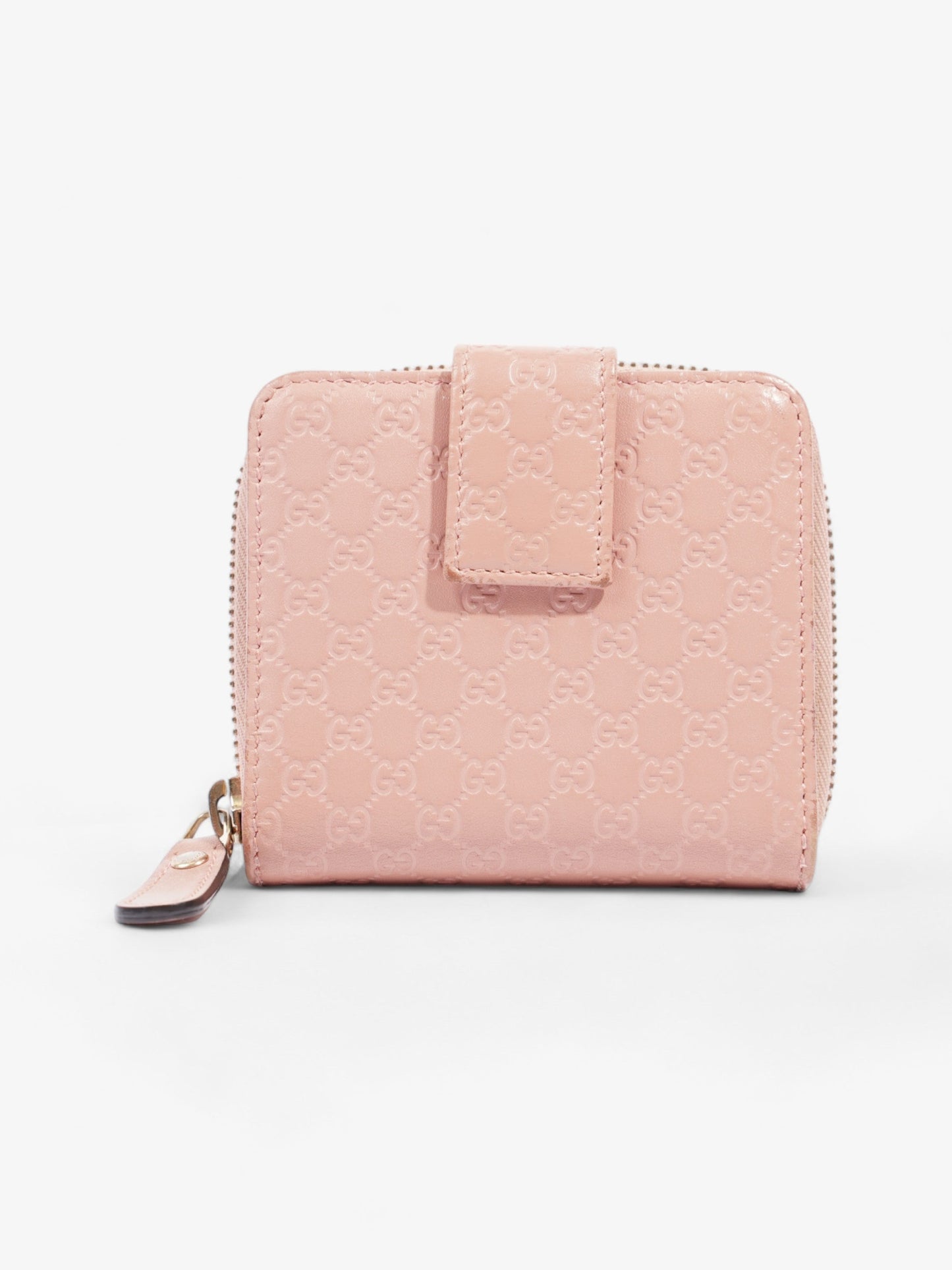 Gucci Gucci Micro Guccissima 449395 Leather Compact Wallet Pink ? Engraving Pink Embossed Leather