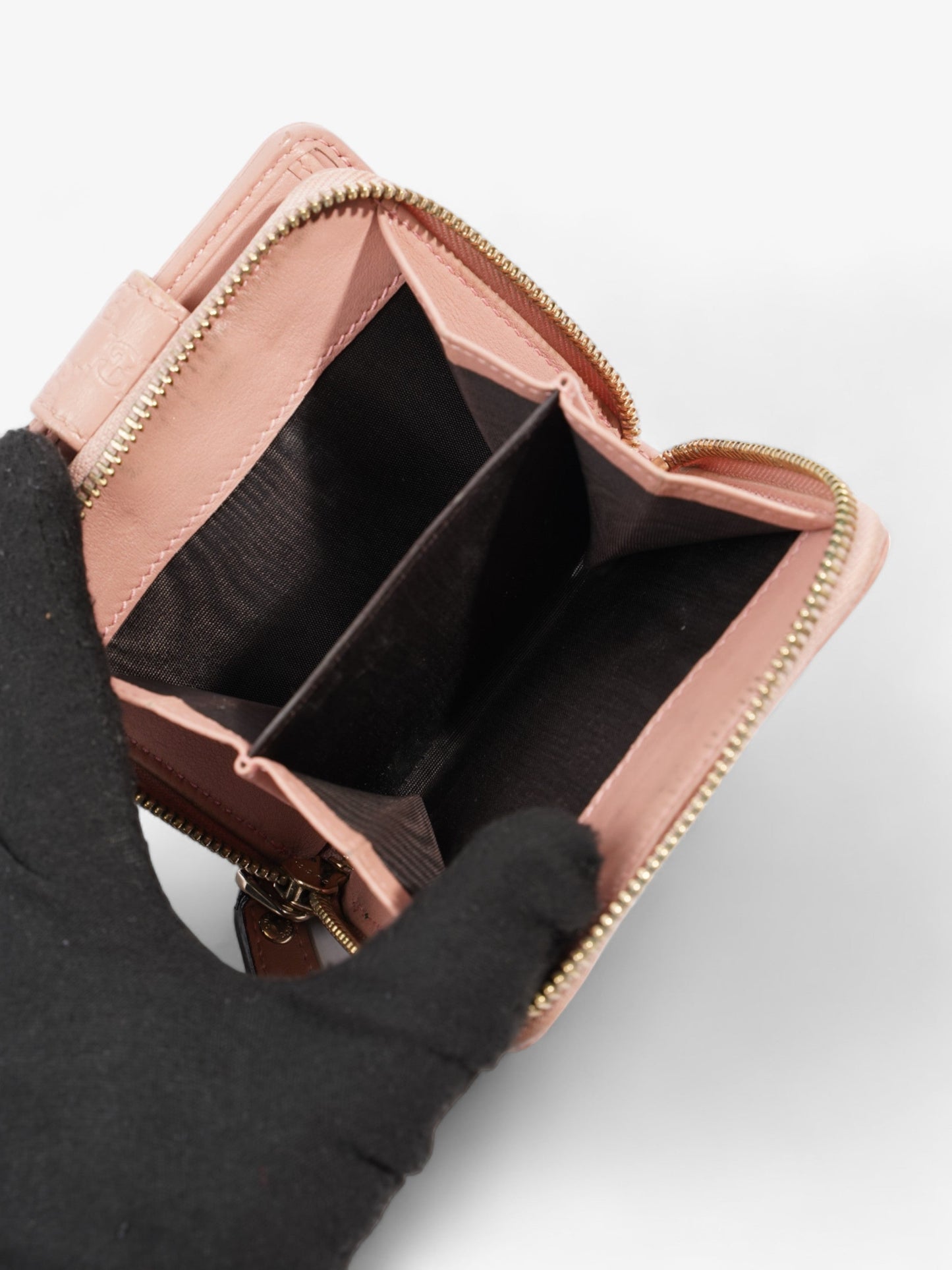 Gucci Gucci Micro Guccissima 449395 Leather Compact Wallet Pink ? Engraving Pink Embossed Leather