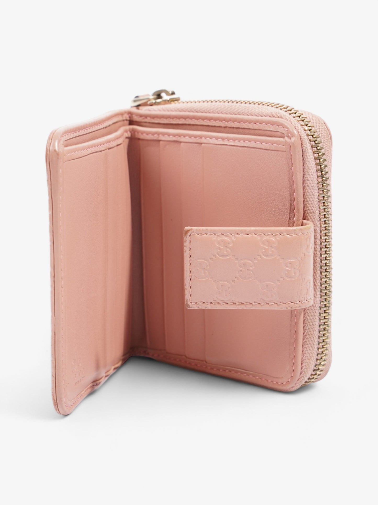 Gucci Gucci Micro Guccissima 449395 Leather Compact Wallet Pink ? Engraving Pink Embossed Leather