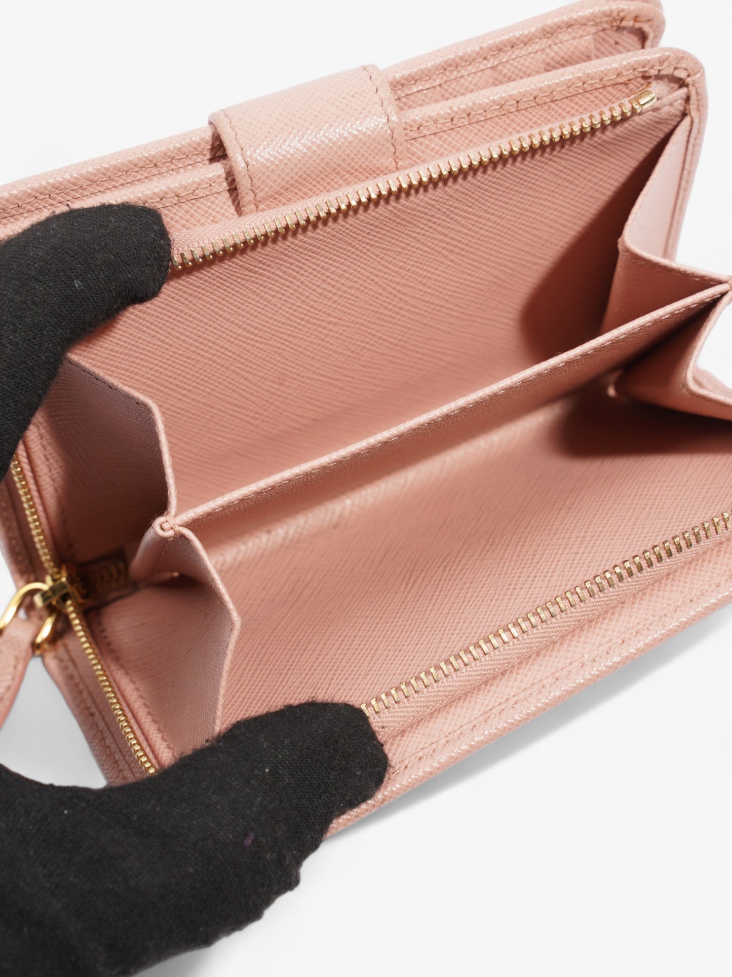 Prada Compact Wallet Pink Saffiano Leather