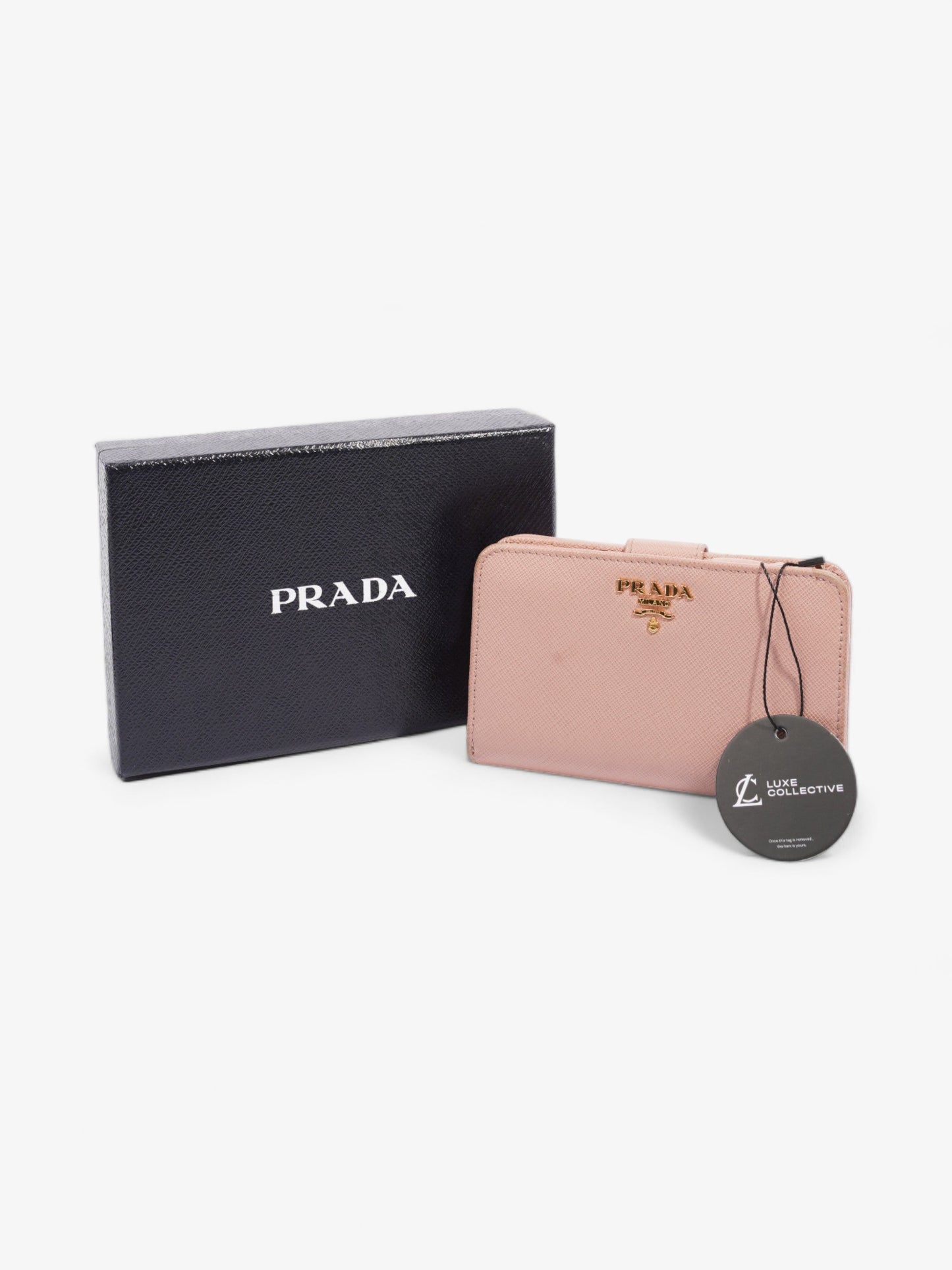 Prada Compact Wallet Pink Saffiano Leather
