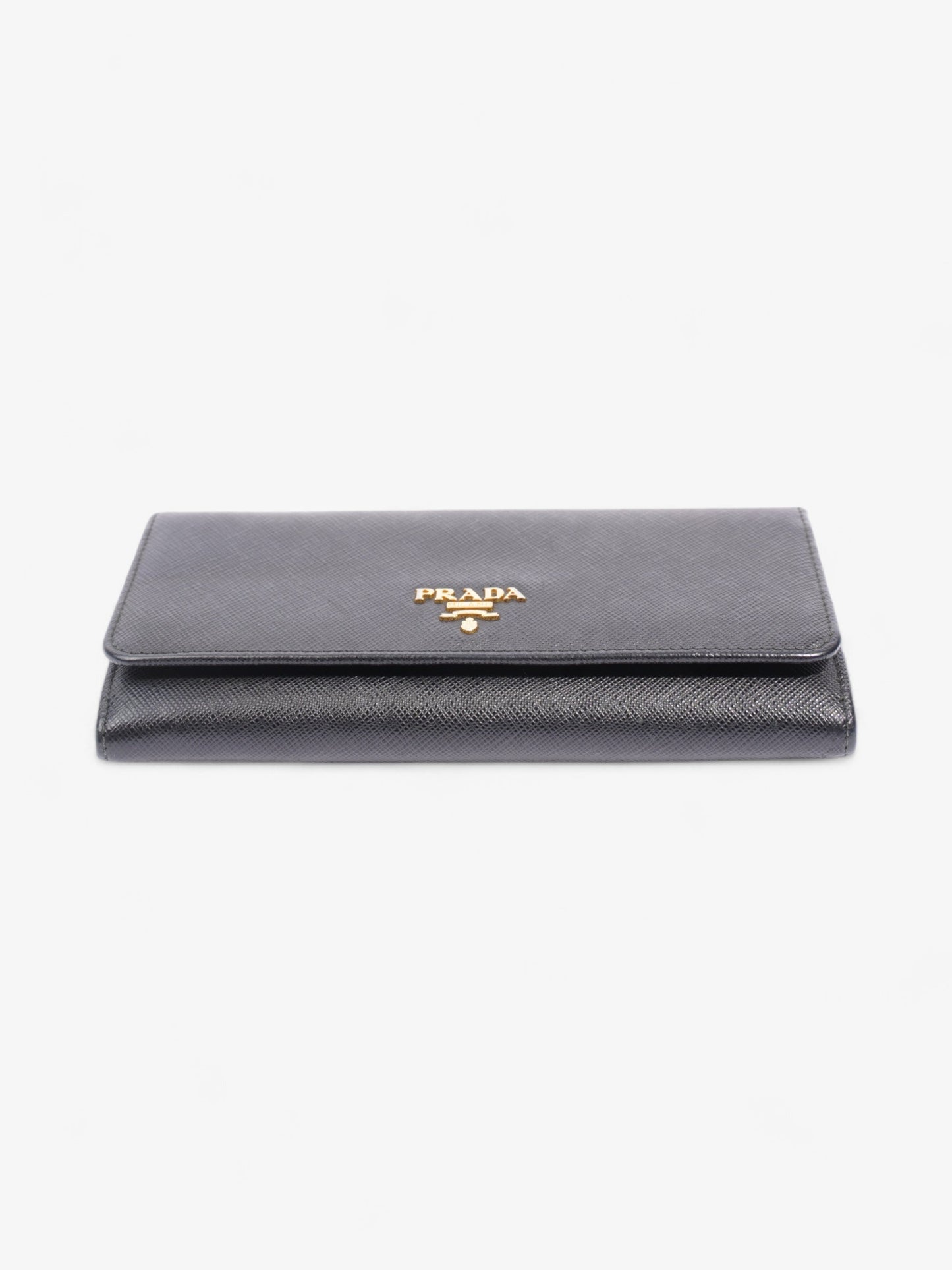 Prada Continental Wallet Black Saffiano Leather