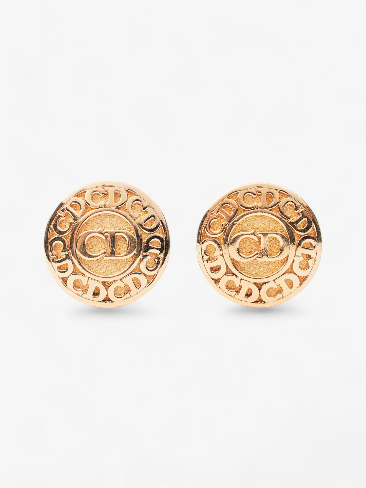 Christian Dior CD Logo Clip On Earrings Gold Base Metal