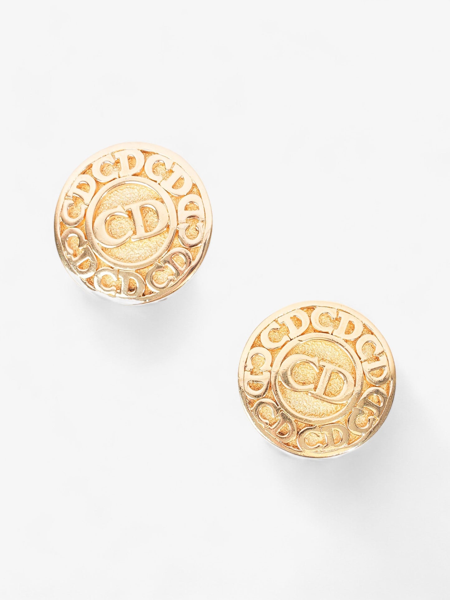 Christian Dior CD Logo Clip On Earrings Gold Base Metal