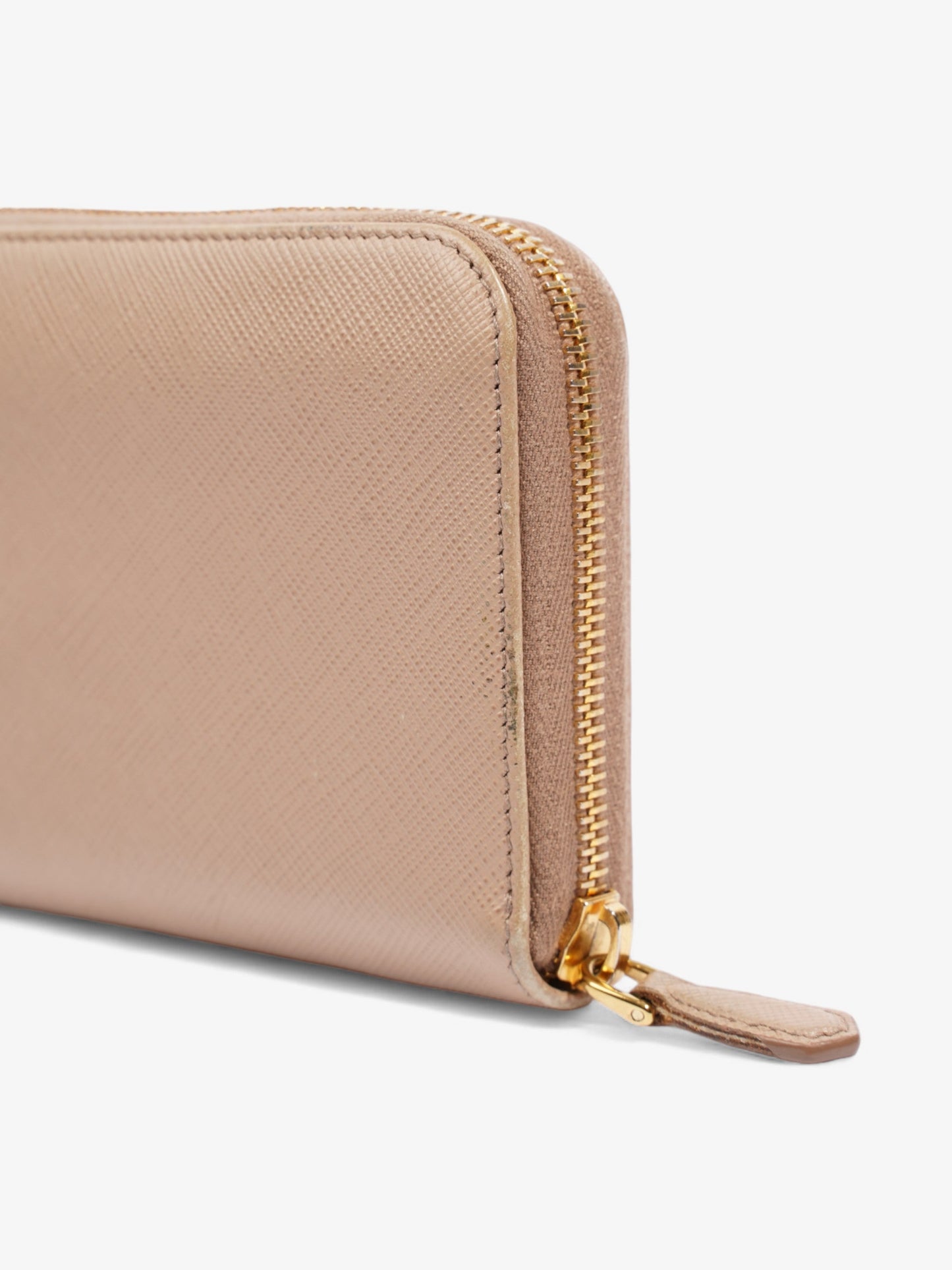 Prada Zip Around Wallet Beige Saffiano Leather