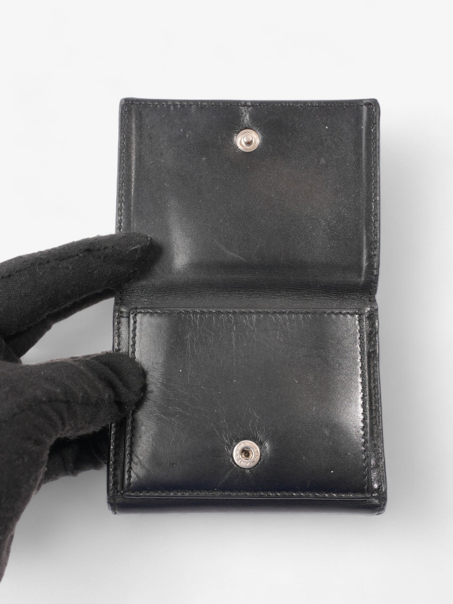 Saint Laurent Monogram Compact Wallet Black / Silver Leather