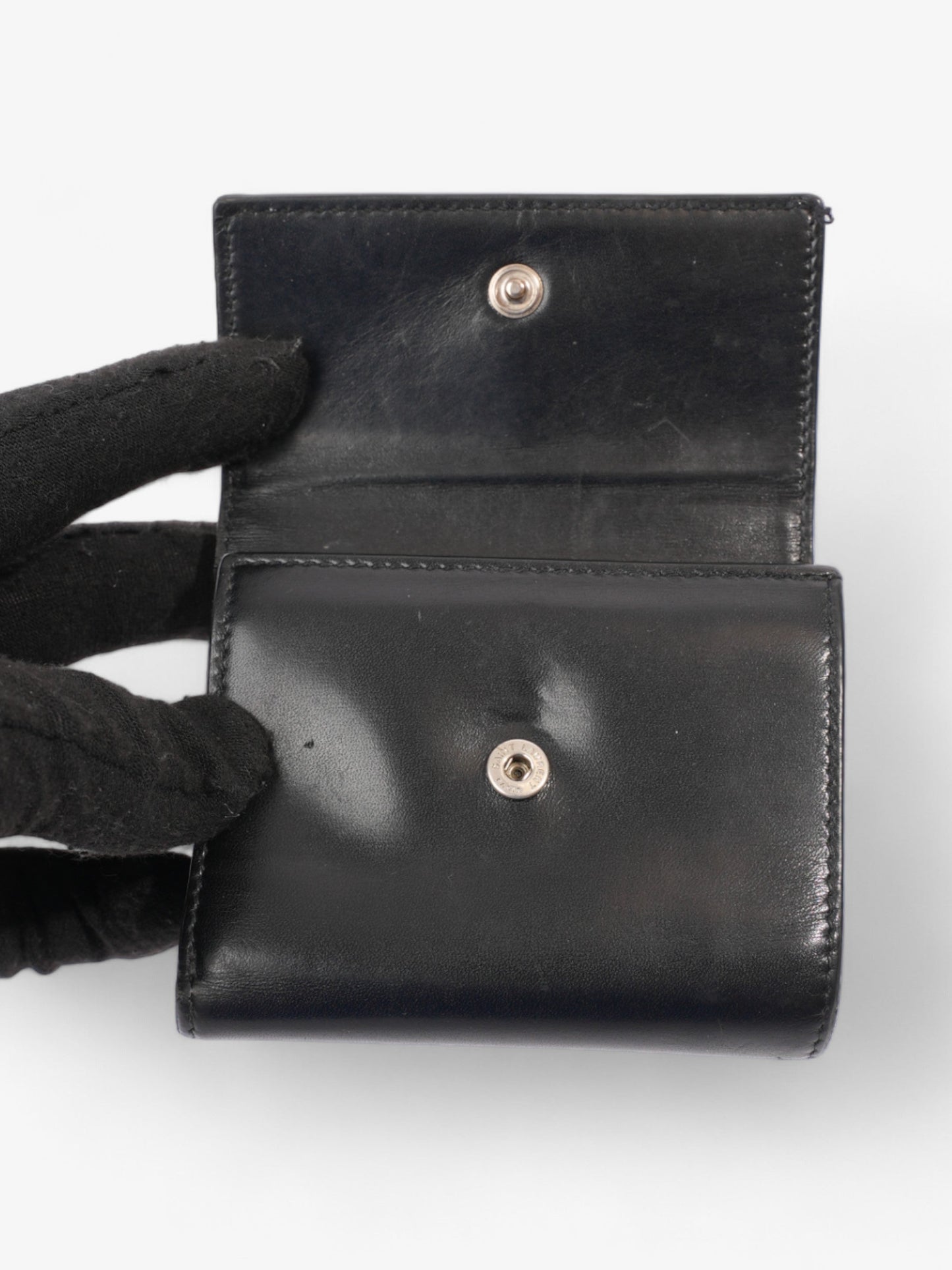 Saint Laurent Monogram Compact Wallet Black / Silver Leather