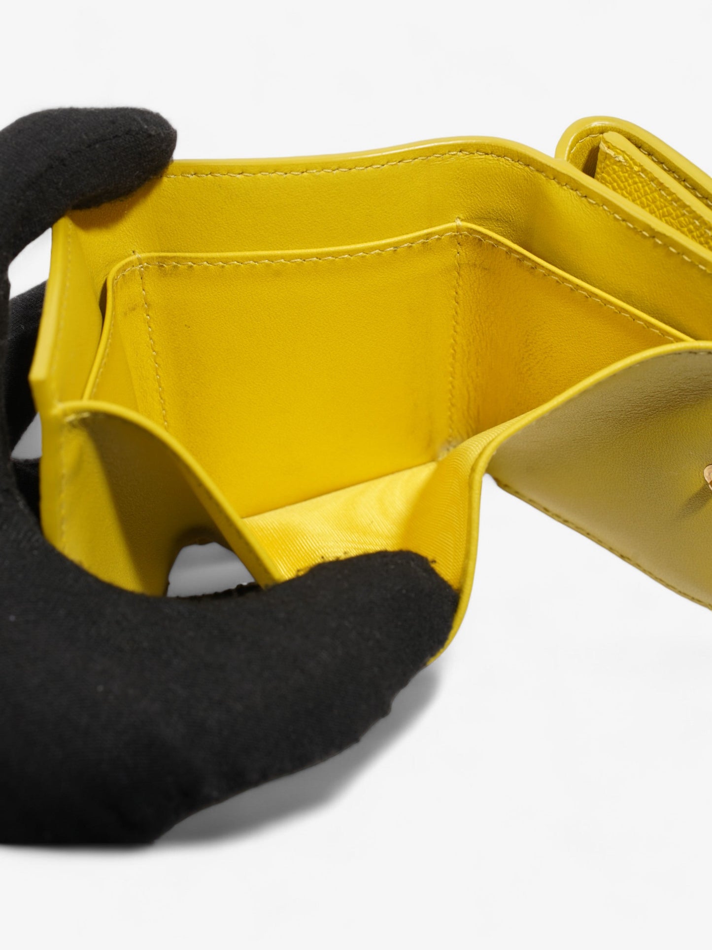 Christian Dior 30 Montaigne Compact Wallet Yellow Leather