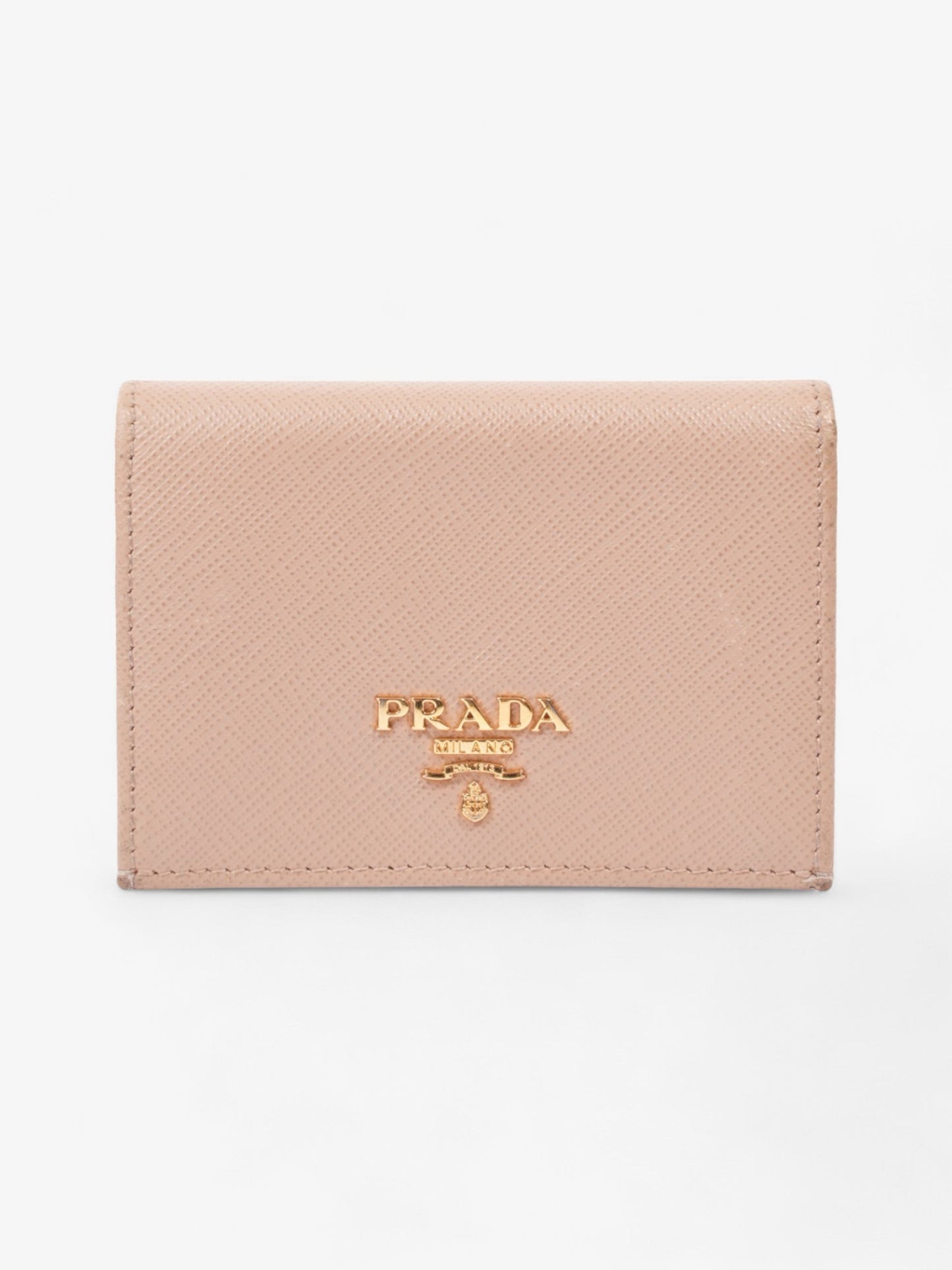 Prada Card Case Holder Beige Saffiano Leather