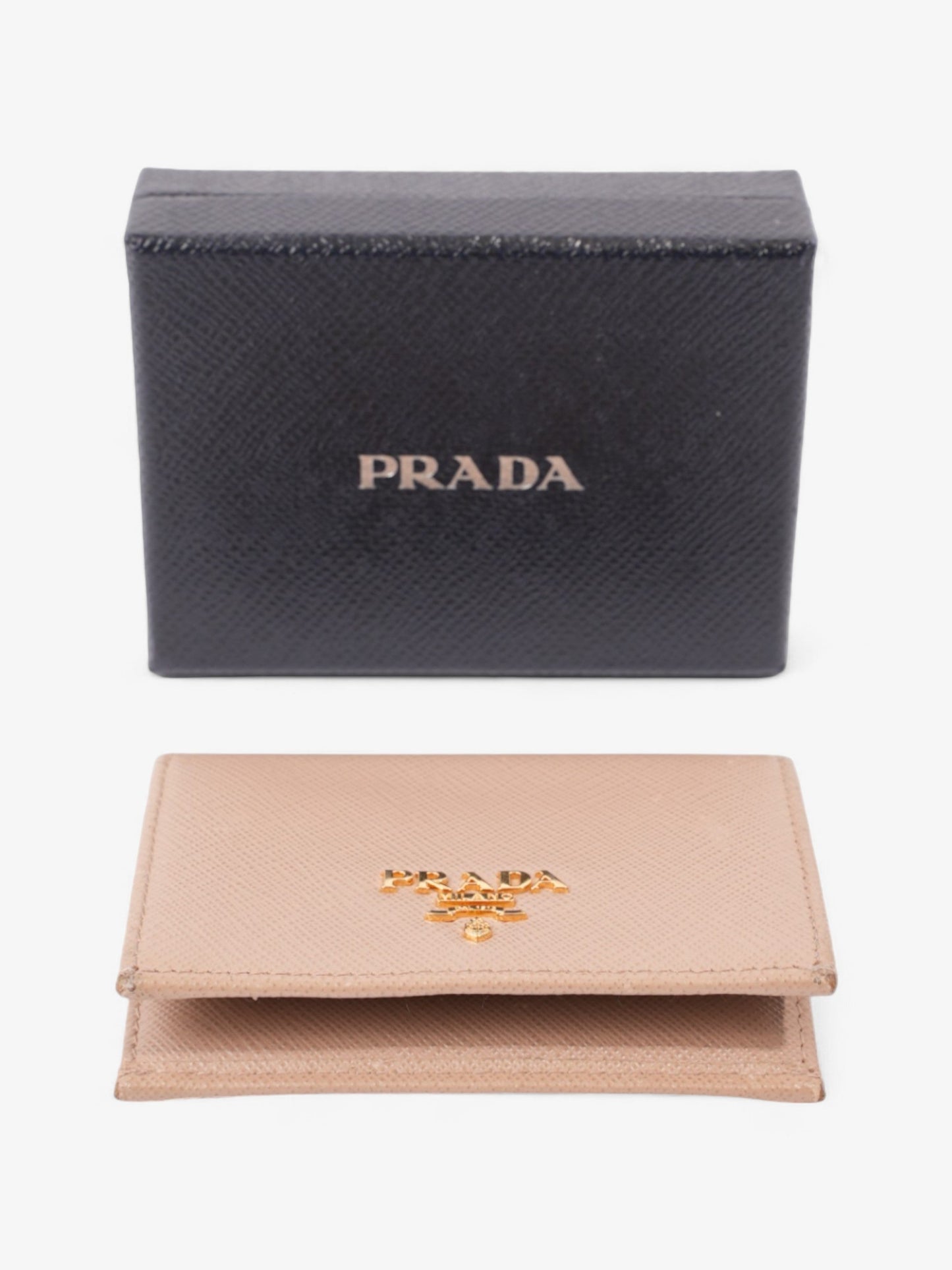 Prada Card Case Holder Beige Saffiano Leather