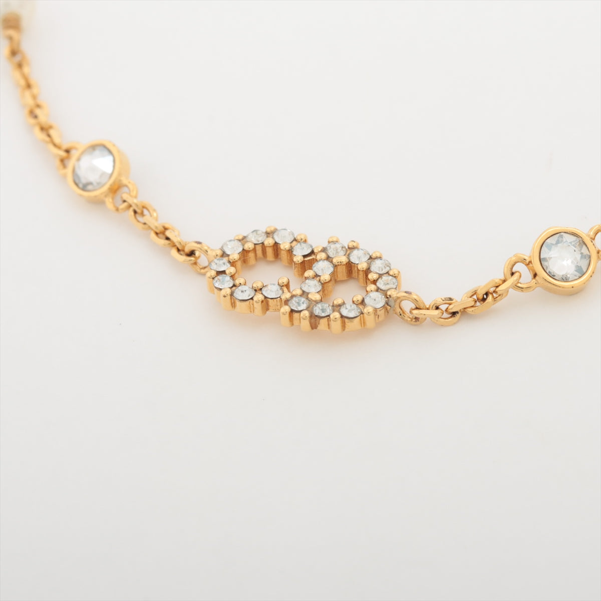 Dior Petit CD Yellow Gold Rhinestone/Pearl Bracelet Costume Jewellery