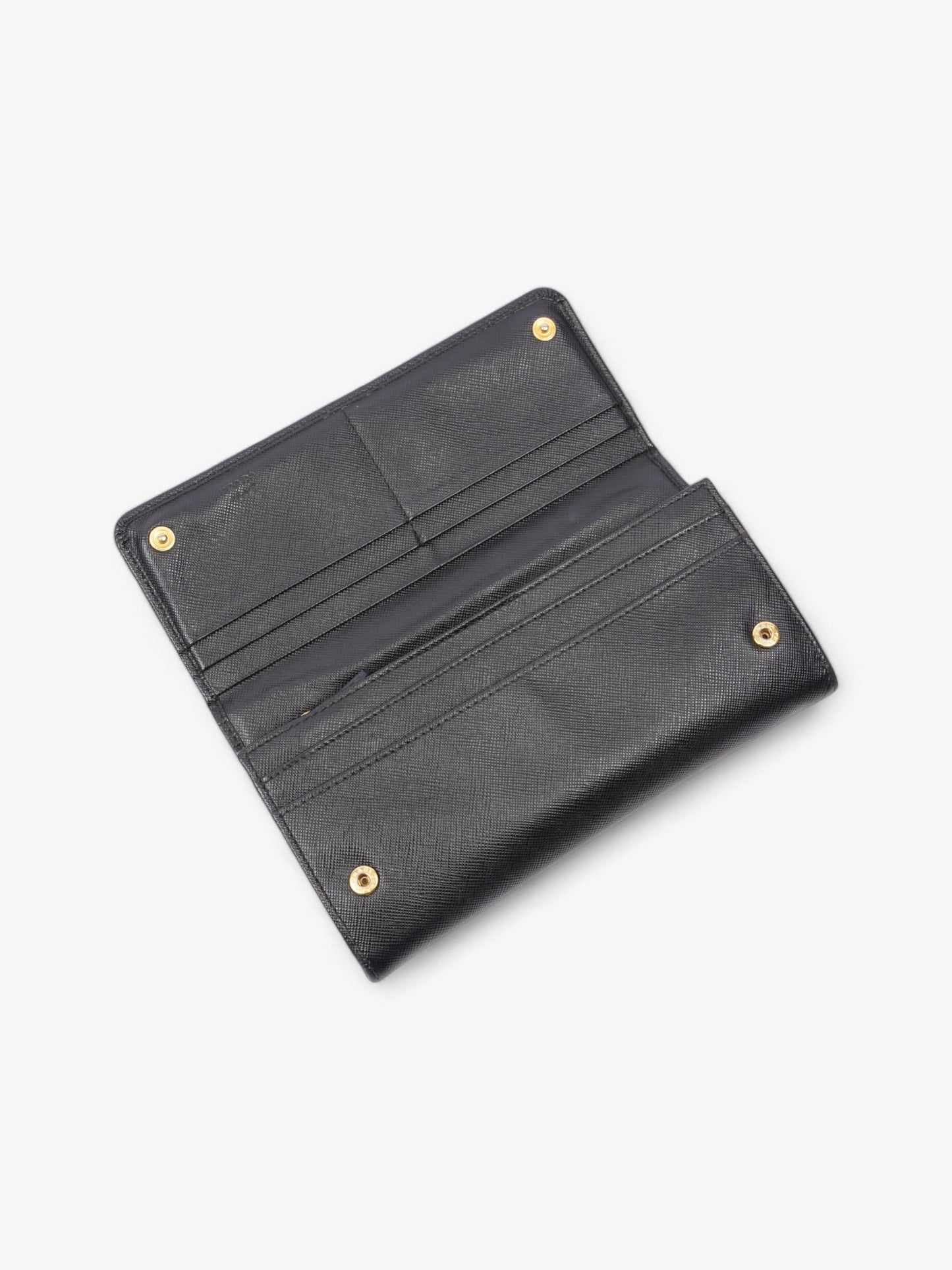 Prada Long Wallet Black Saffiano Leather