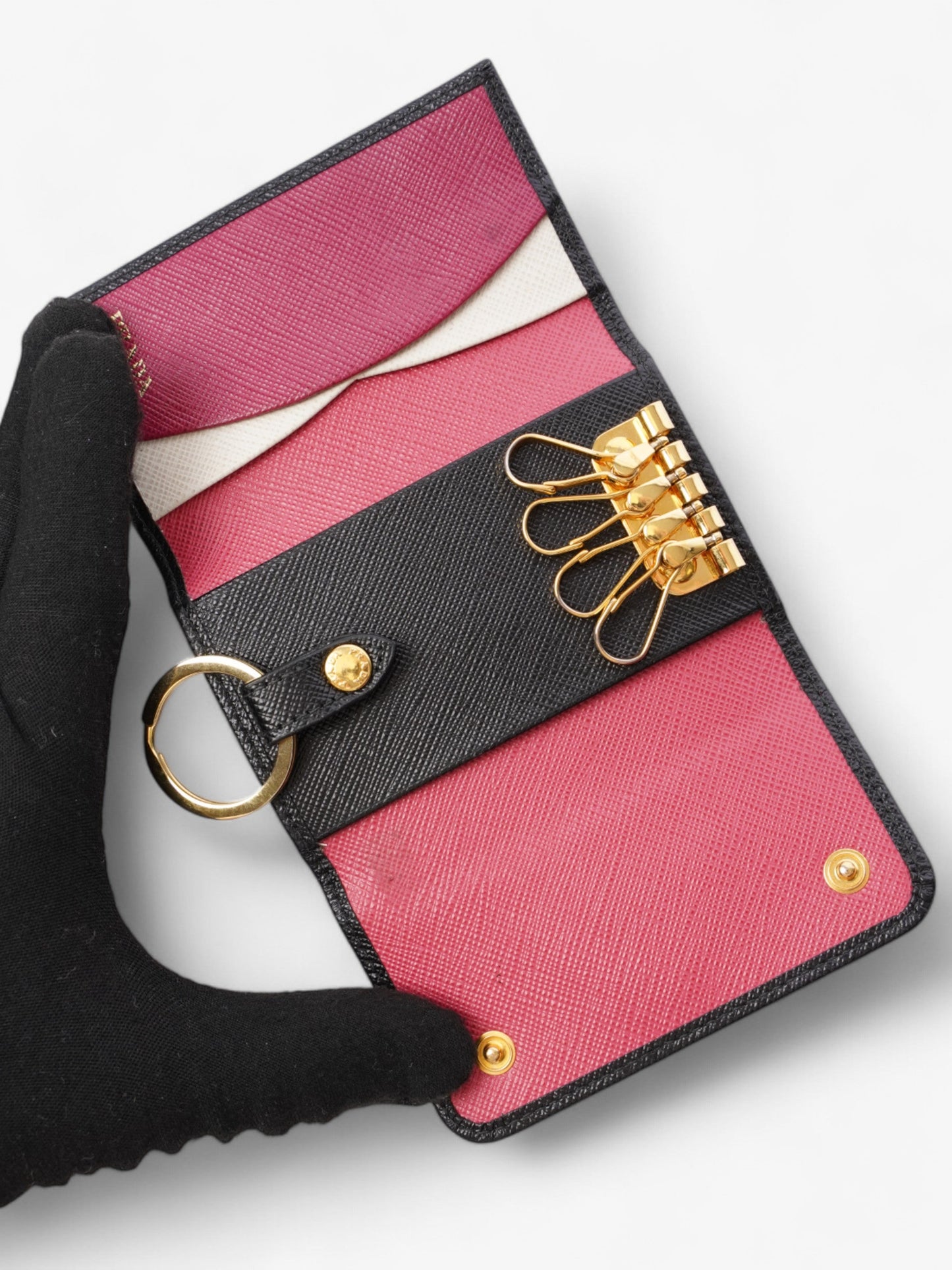 Prada Key Case Black Saffiano Leather