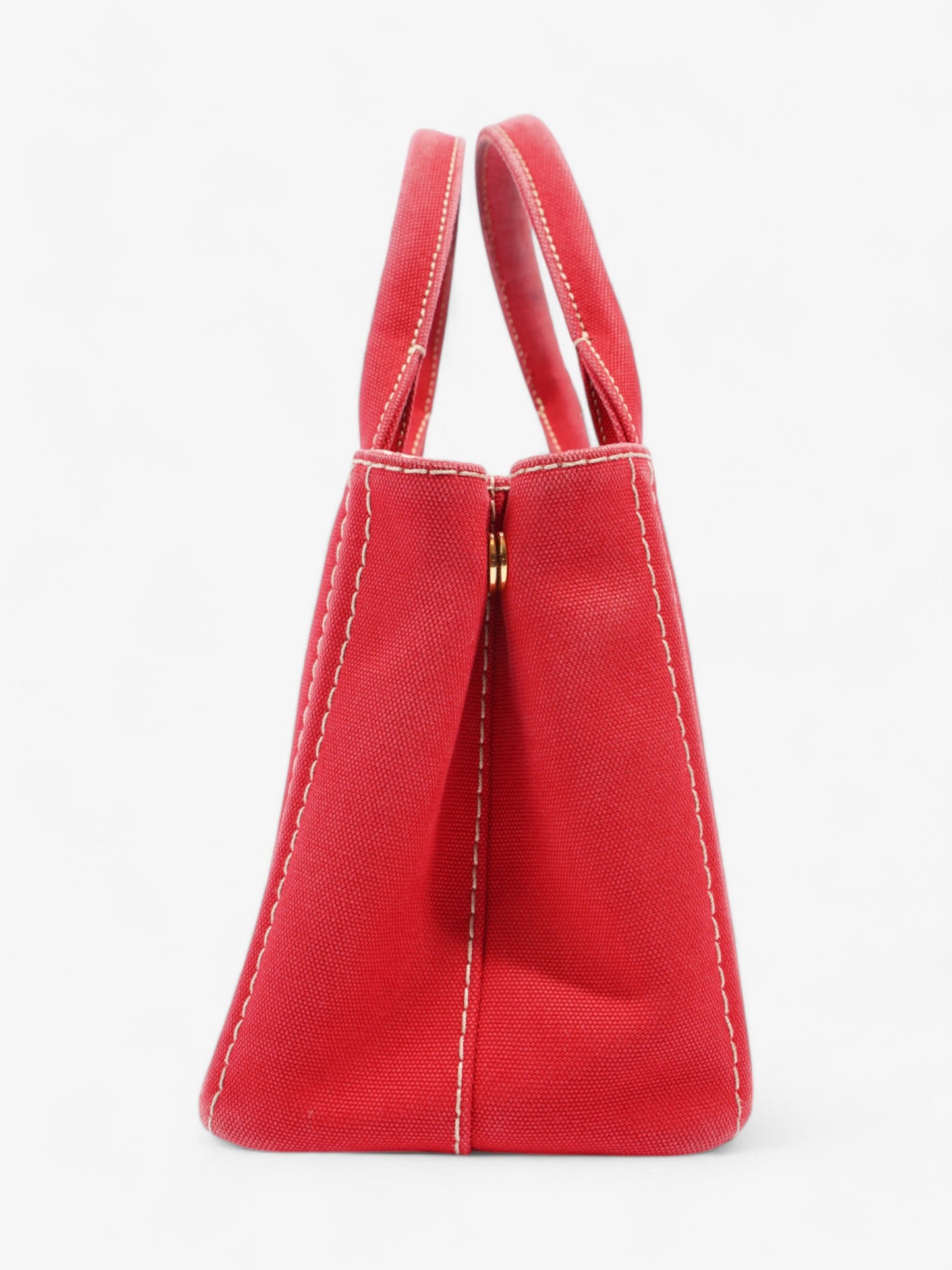 Prada Canapa 2 Way Handbag Red Cotton